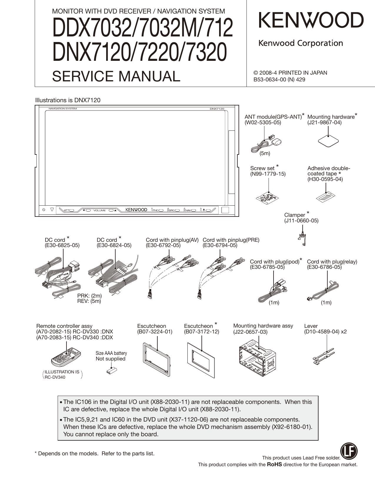 Kenwood DDX 7032 HU Service Manual