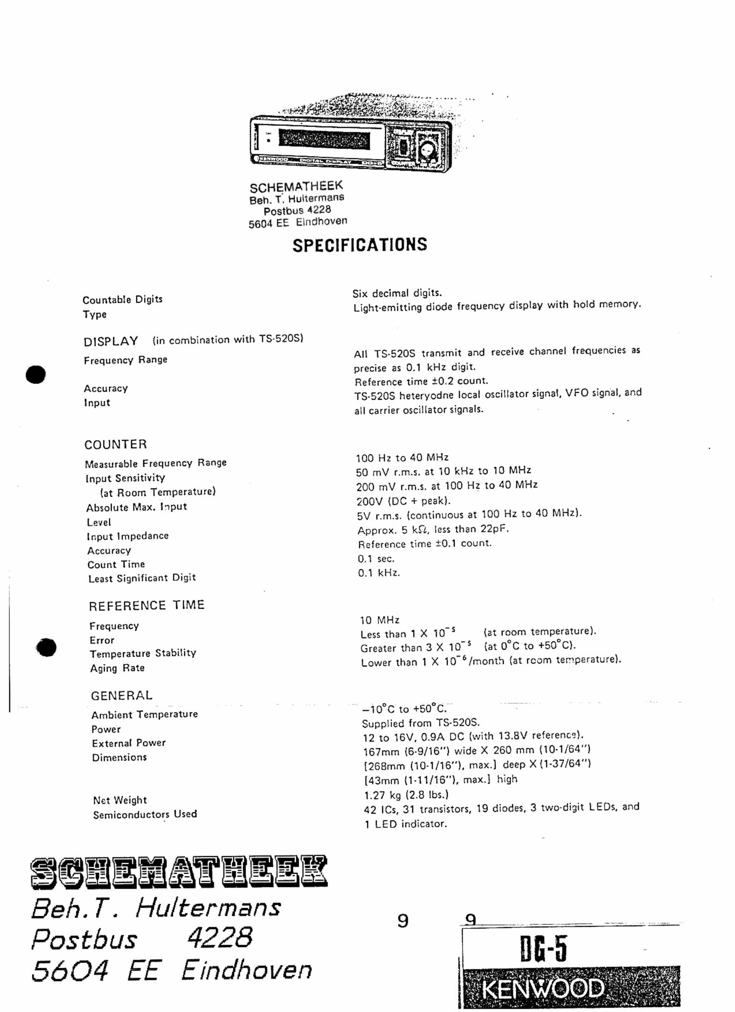 Kenwood DG 5 Schematic