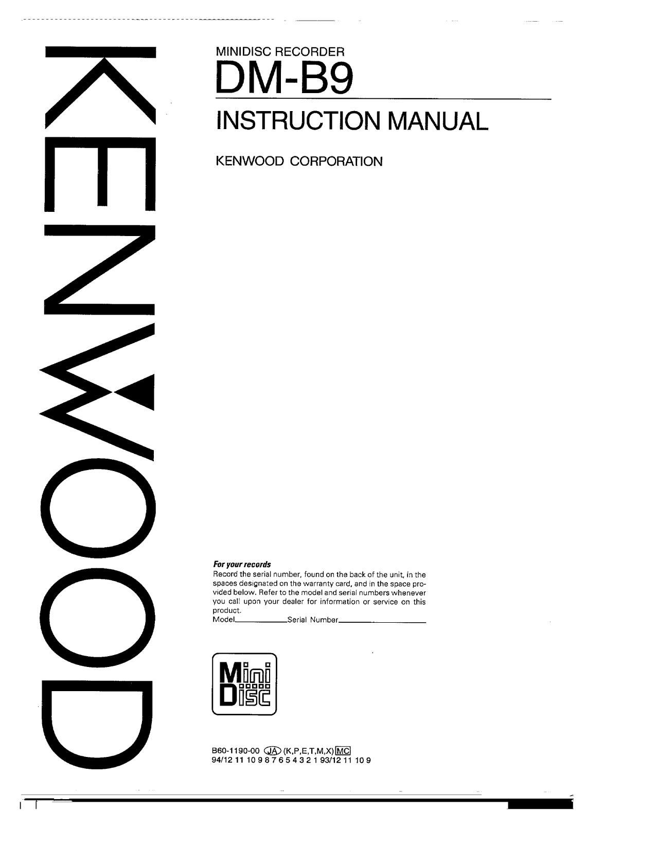 Kenwood DMB 9 Owners Manual