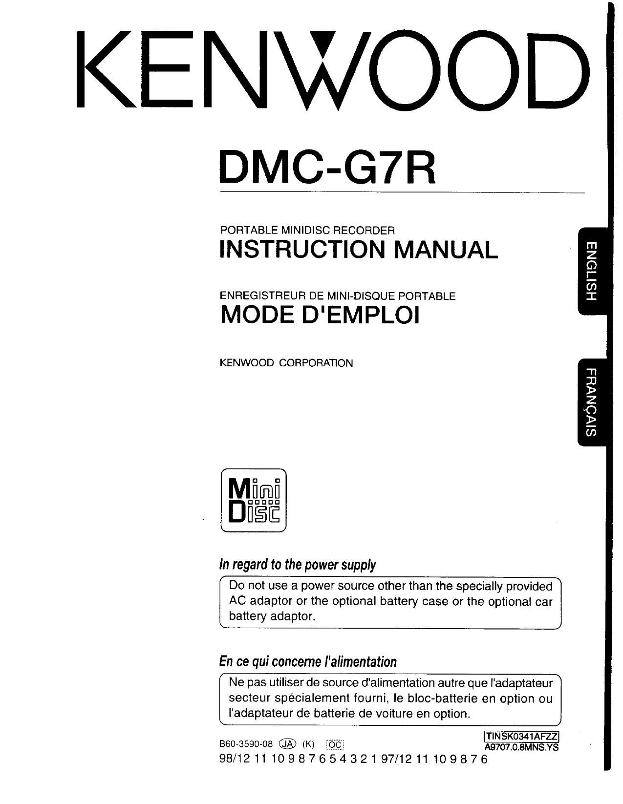 Kenwood DMCG 7 R Owners Manual