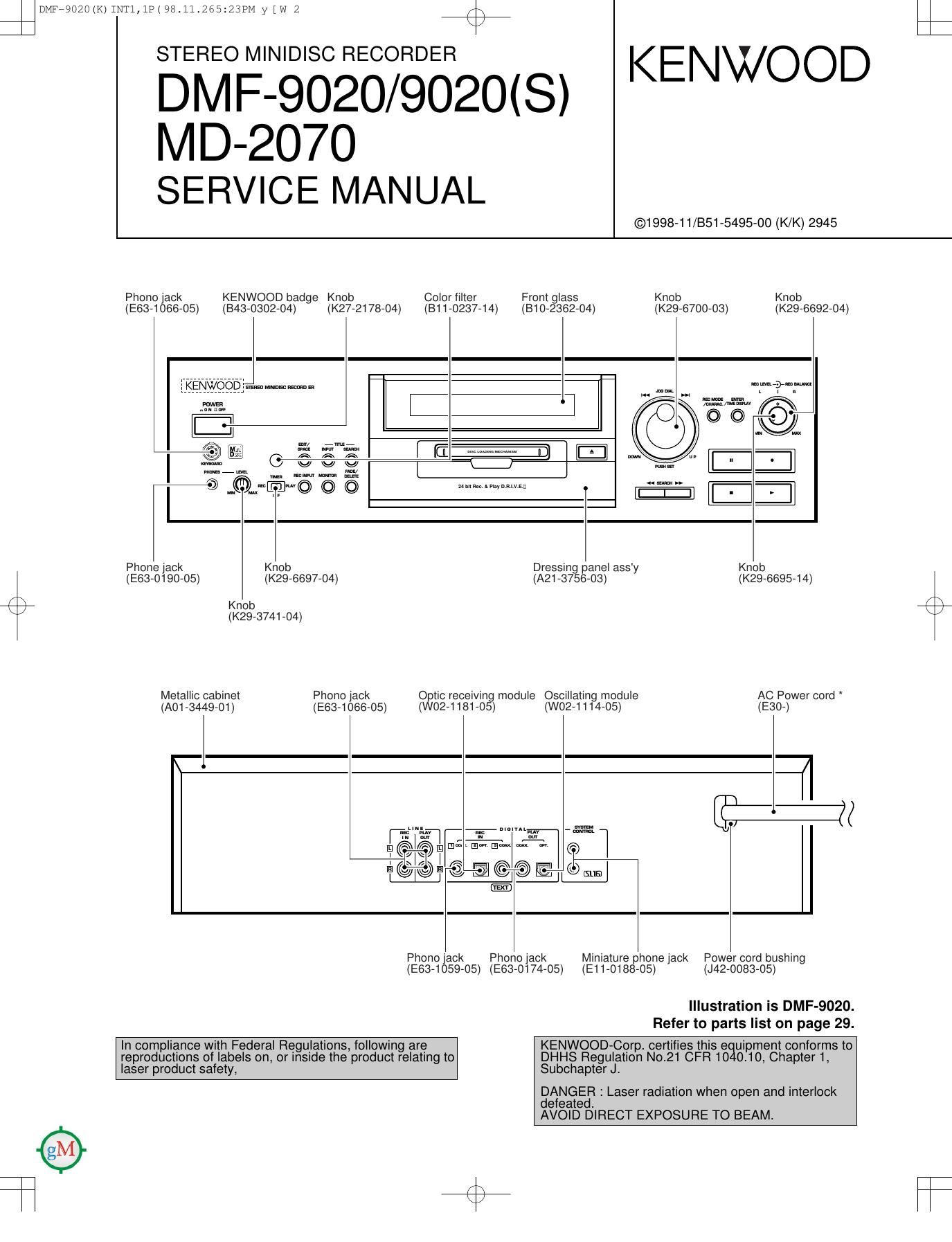 Kenwood DMF 9020 Service Manual