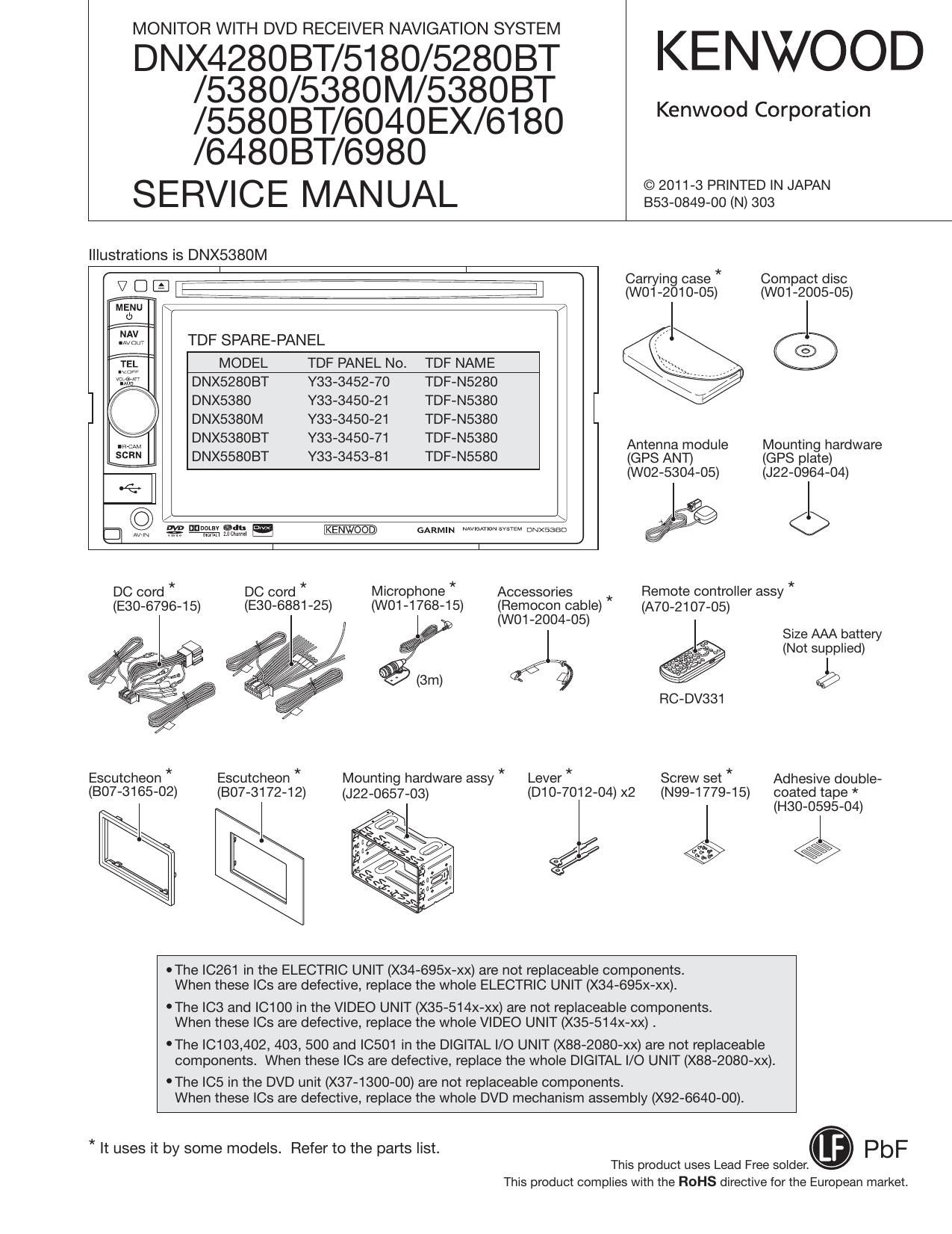 Kenwood DNX 4289 BT Service Manual