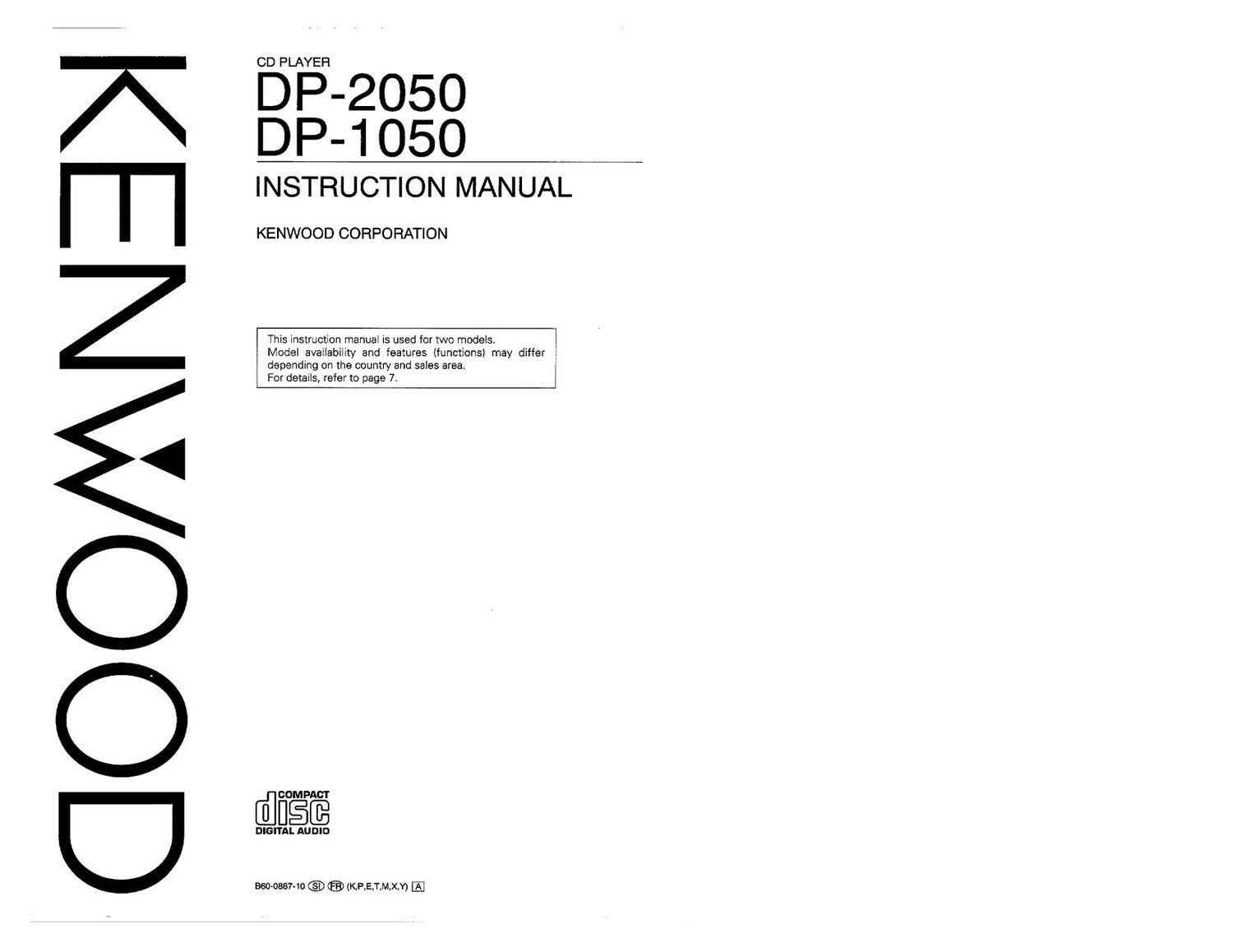 Kenwood DP 1050 Owners Manual