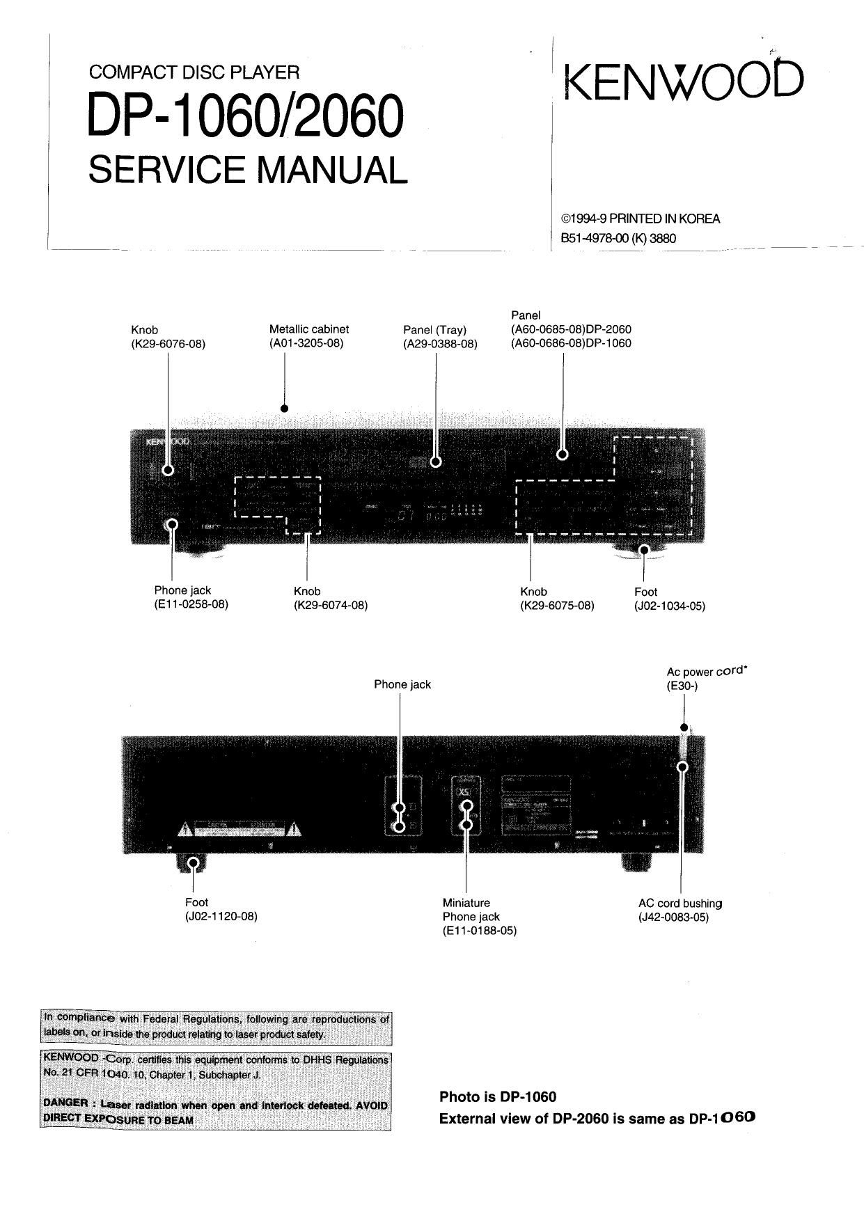 Kenwood DP 1060 Service Manual