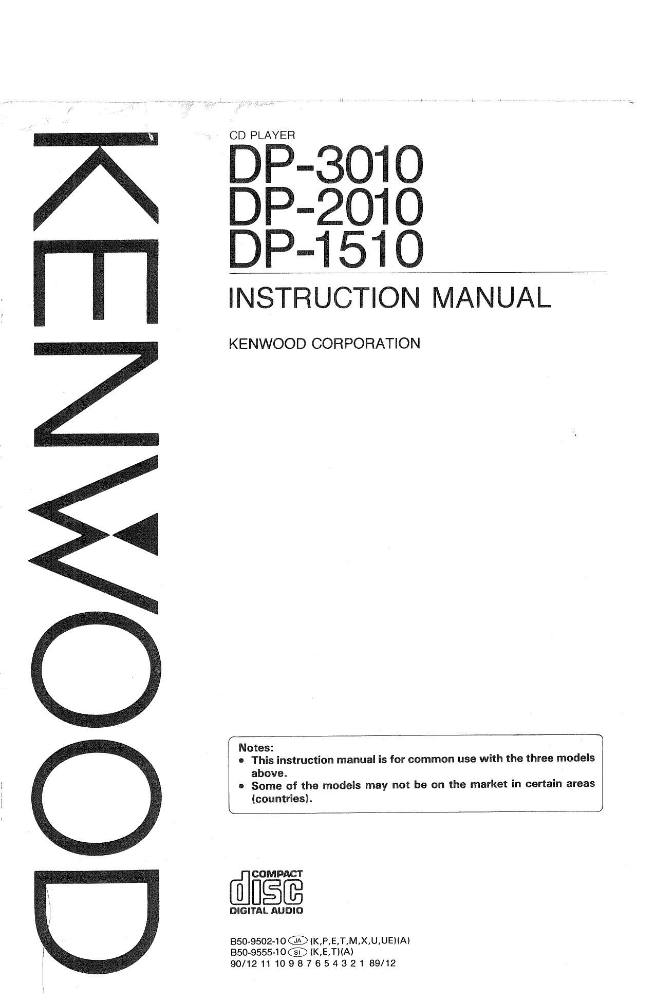 Kenwood DP 2010 Owners Manual