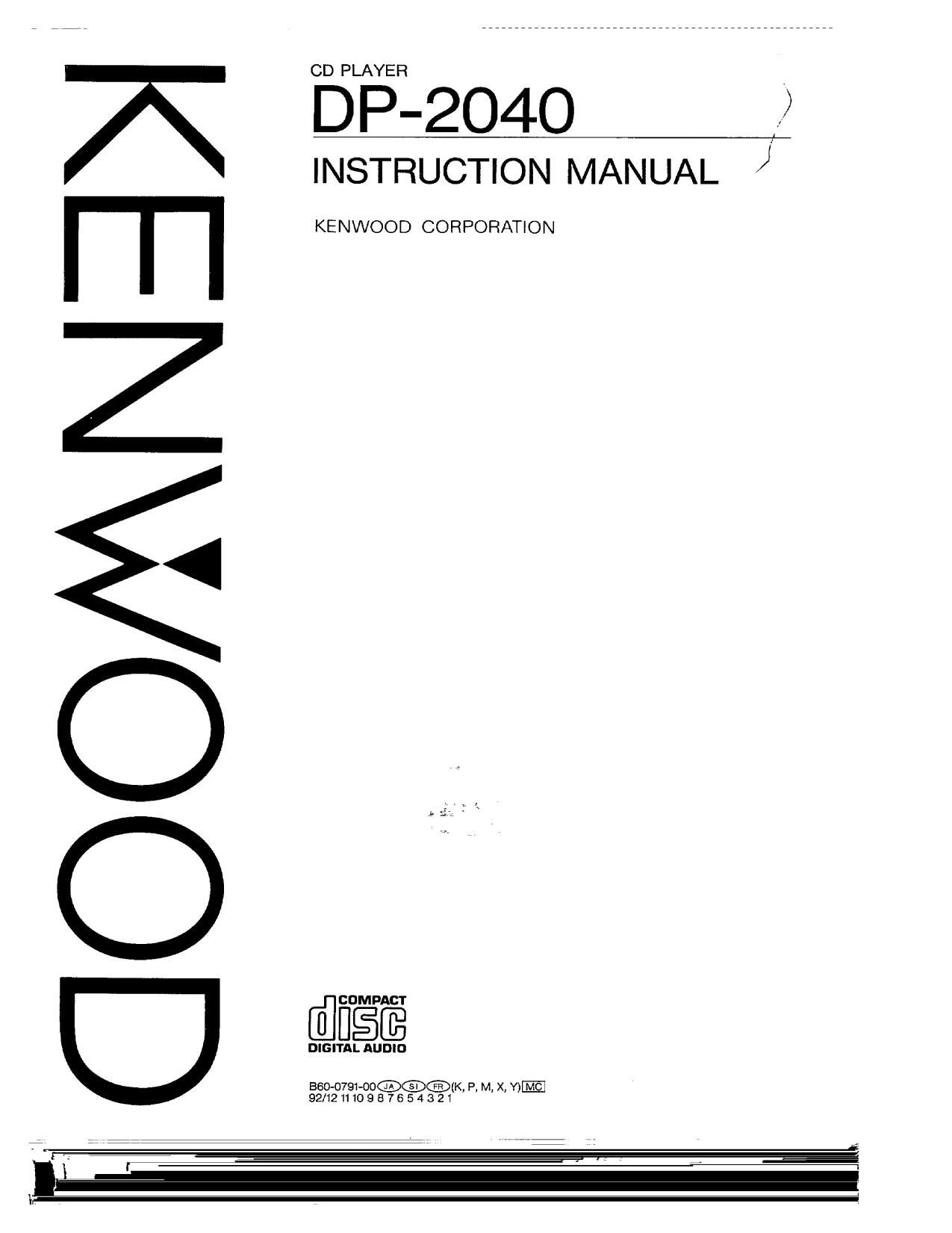Kenwood DP 2040 Owners Manual