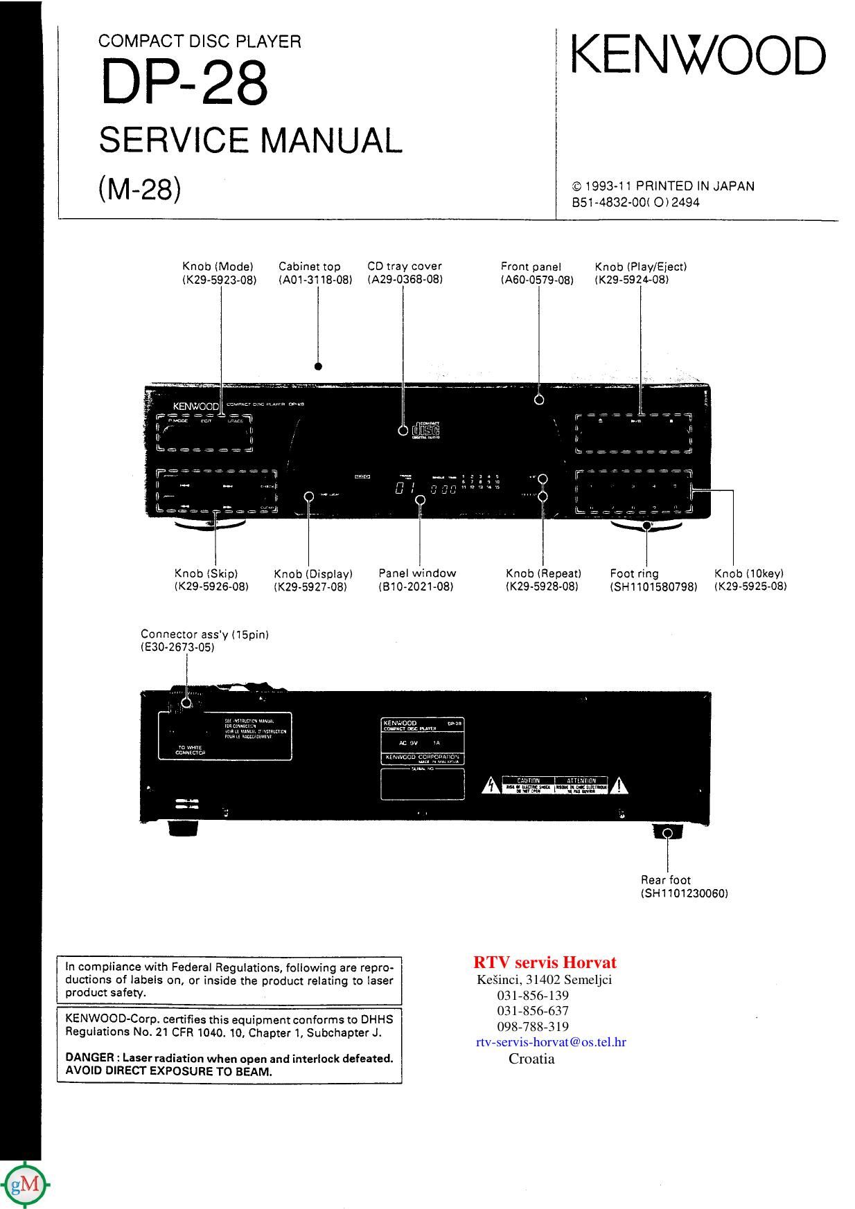 Kenwood DP 28 Service Manual