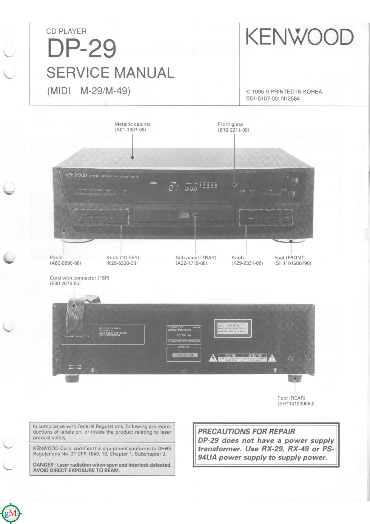 Kenwood DP 29 MIDI Service Manual