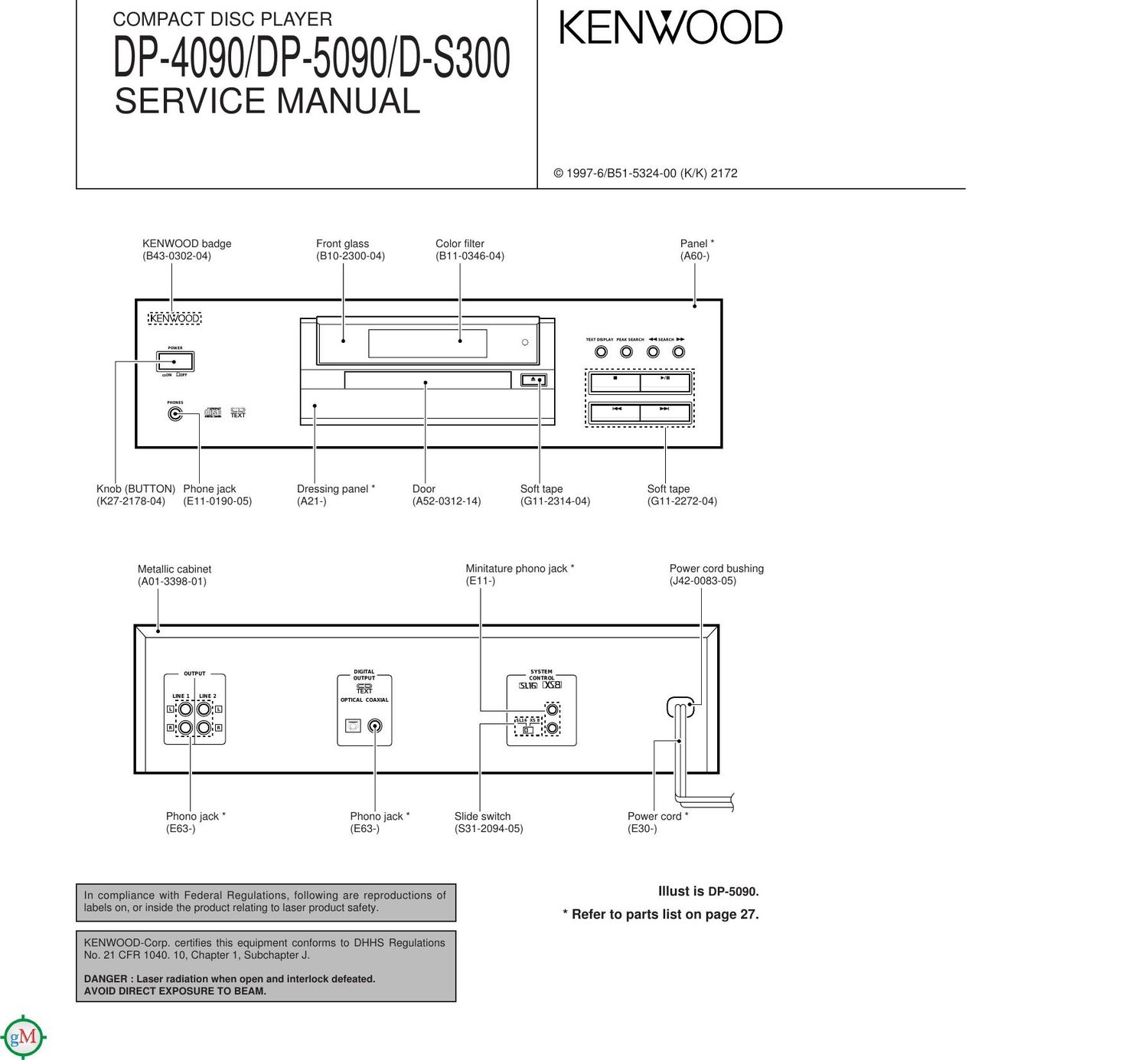 Kenwood DP 5090 Service Manual