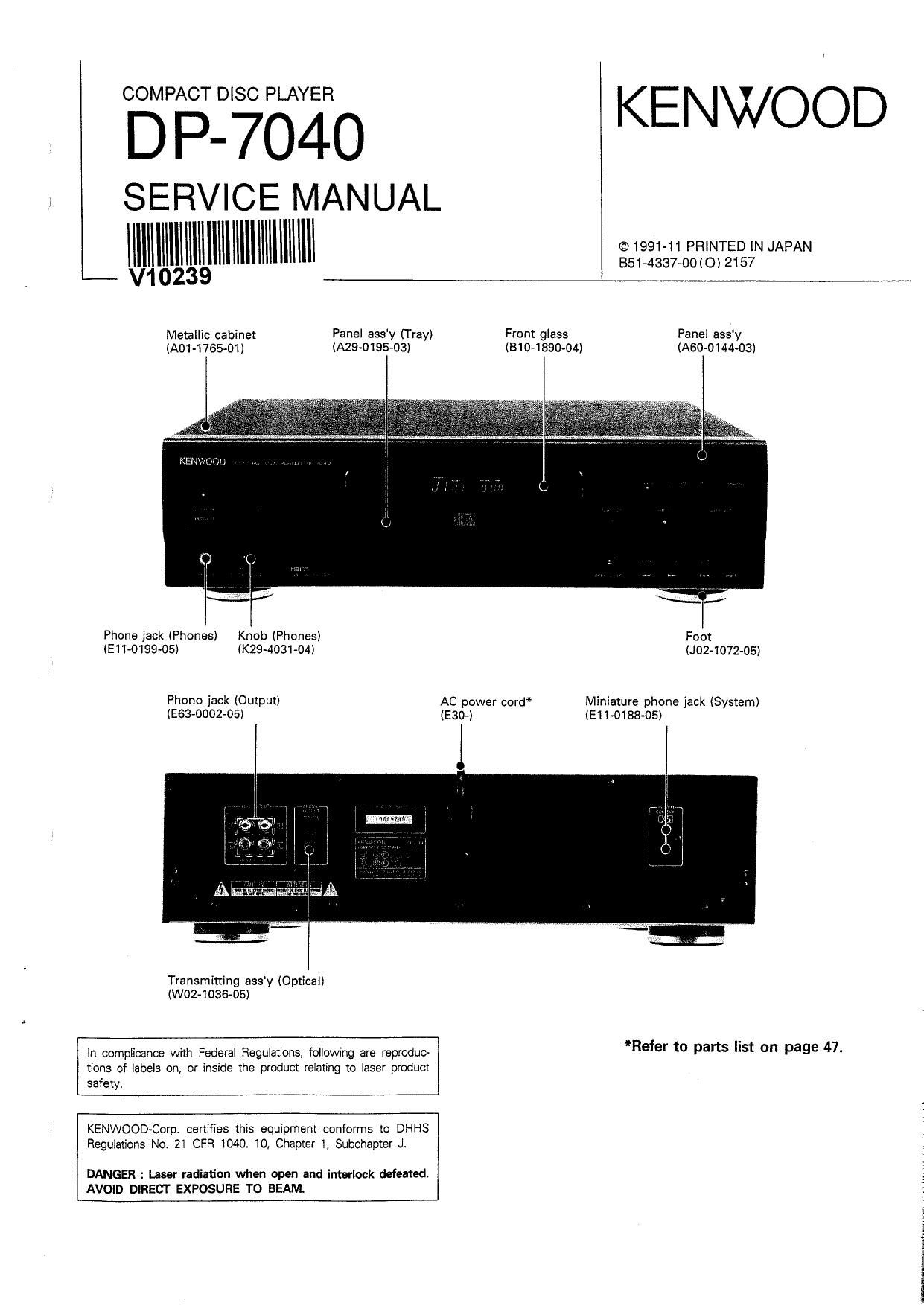 Kenwood DP 7040 Service Manual