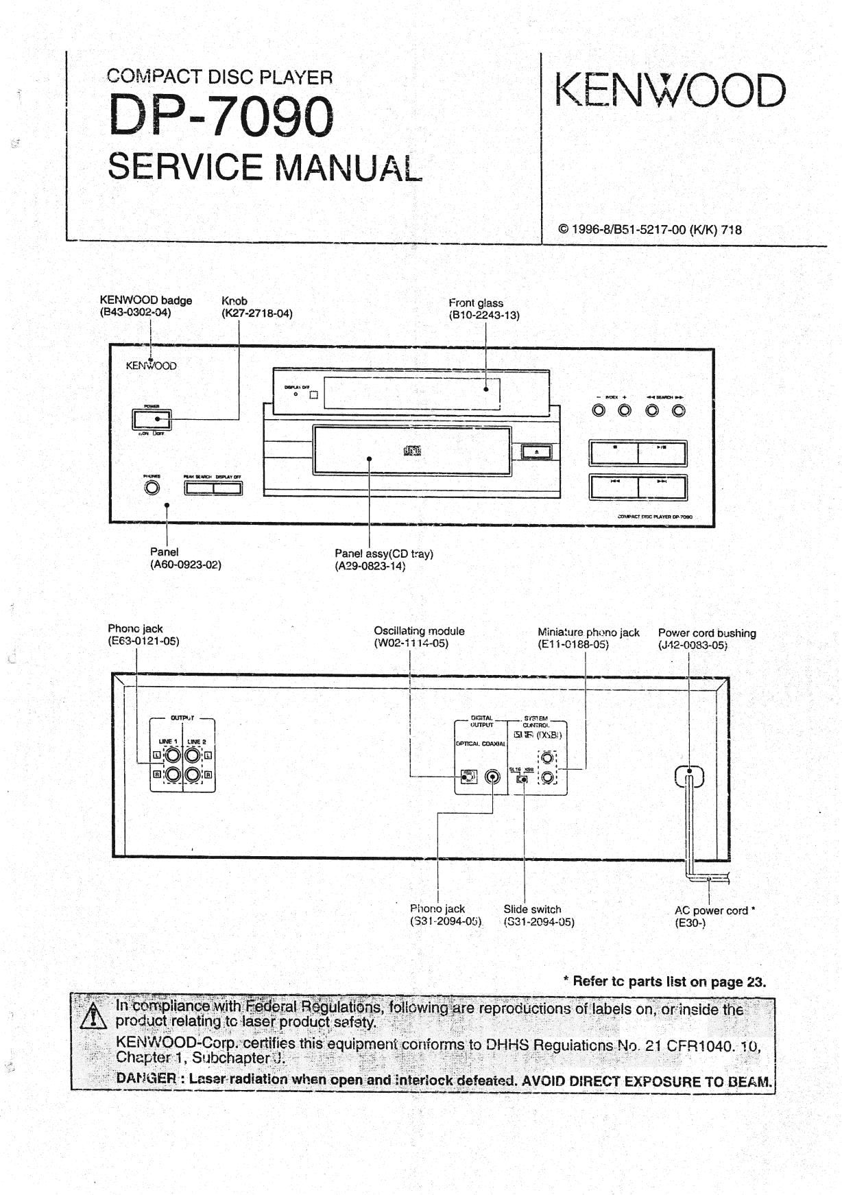 Kenwood DP 7090 Service Manual