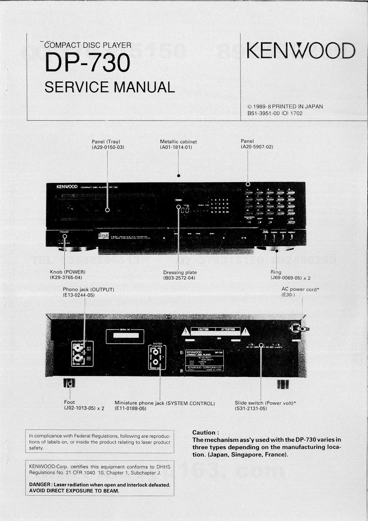 Kenwood DP 730 Service Manual