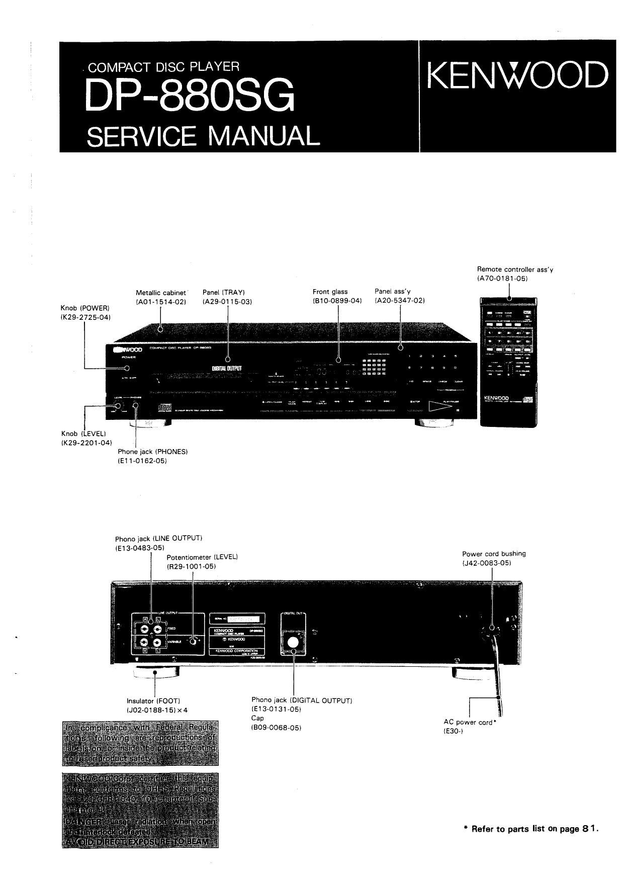 Kenwood DP 880 SG Service Manual