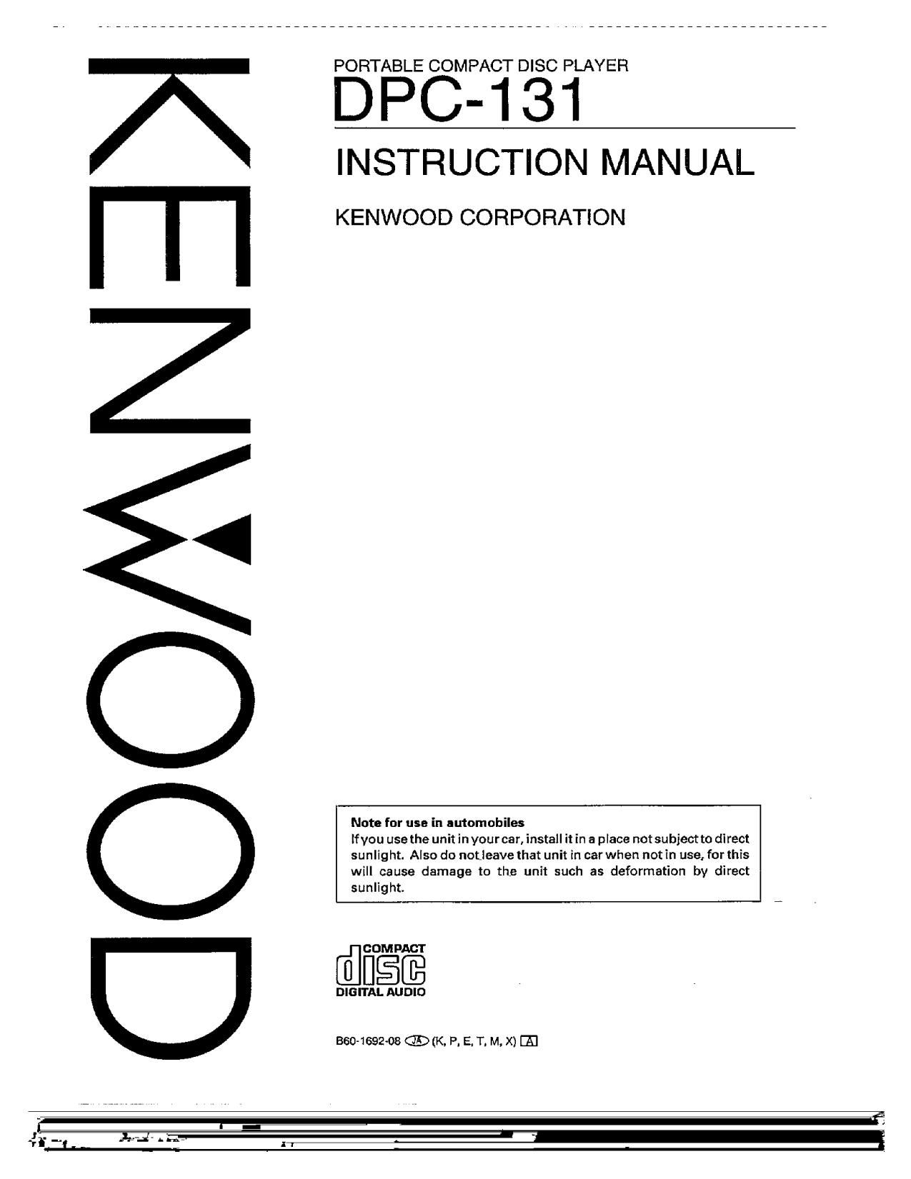 Kenwood DPC 131 Owners Manual