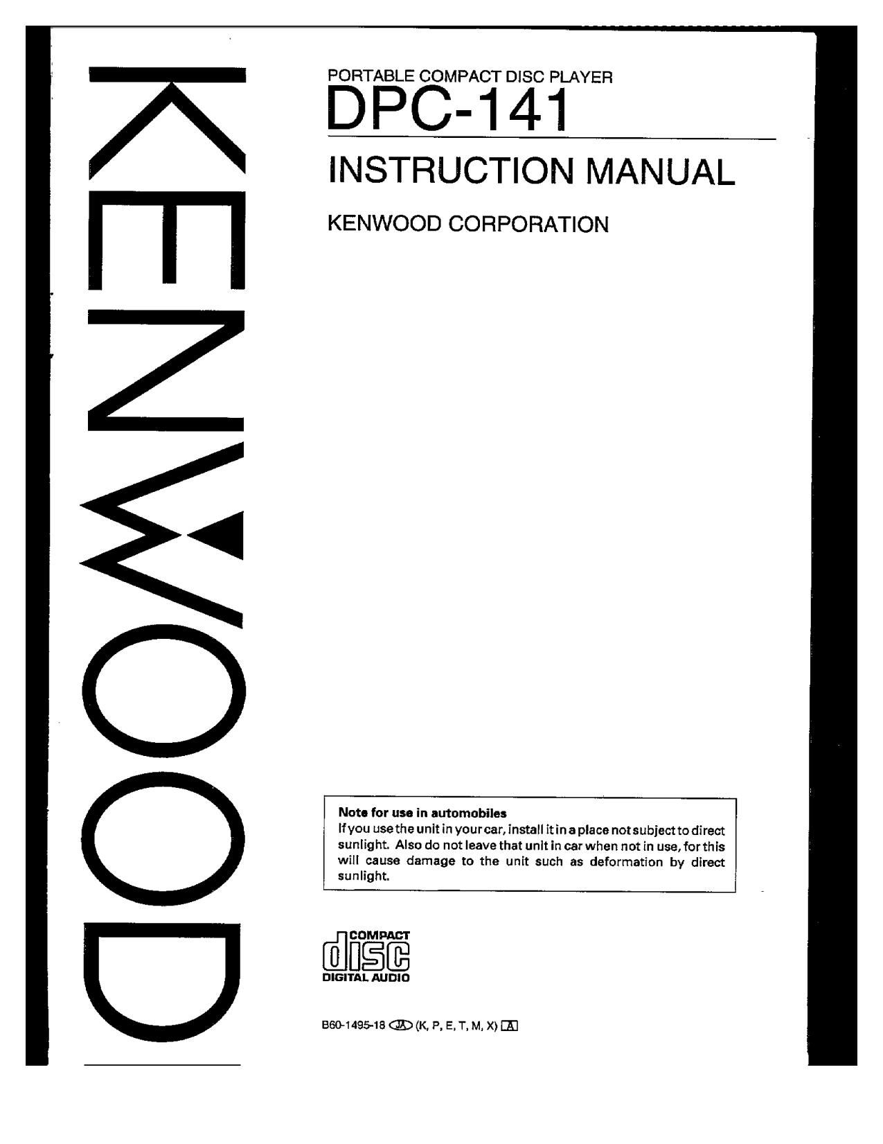 Kenwood DPC 141 Owners Manual