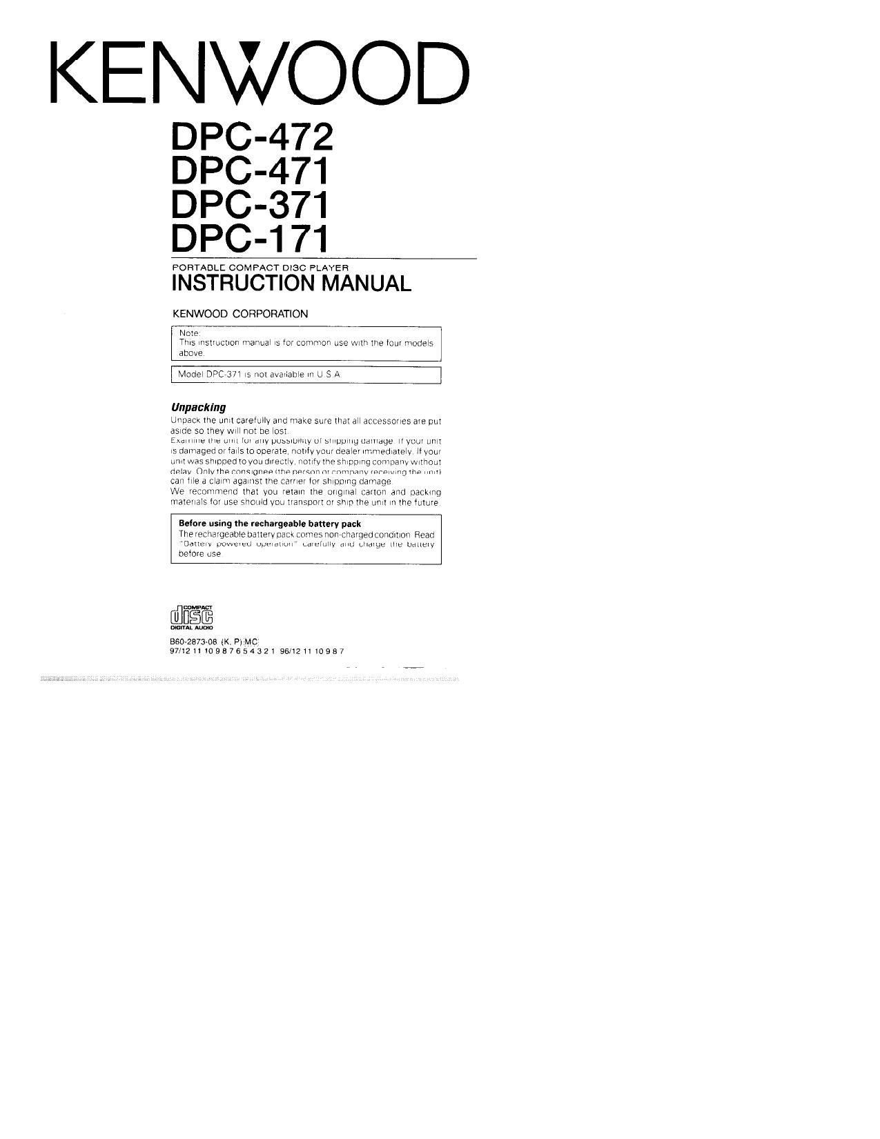 Kenwood DPC 171 Owners Manual