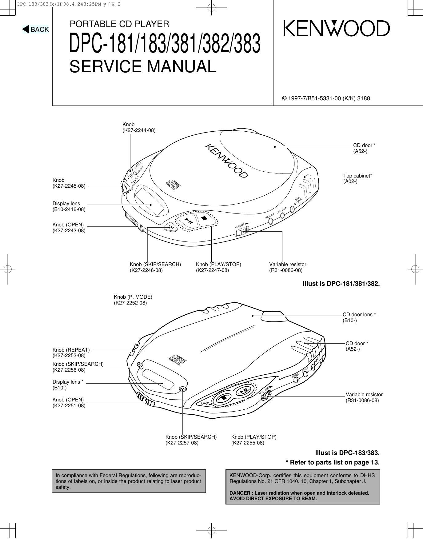 Kenwood DPC 181 Service Manual