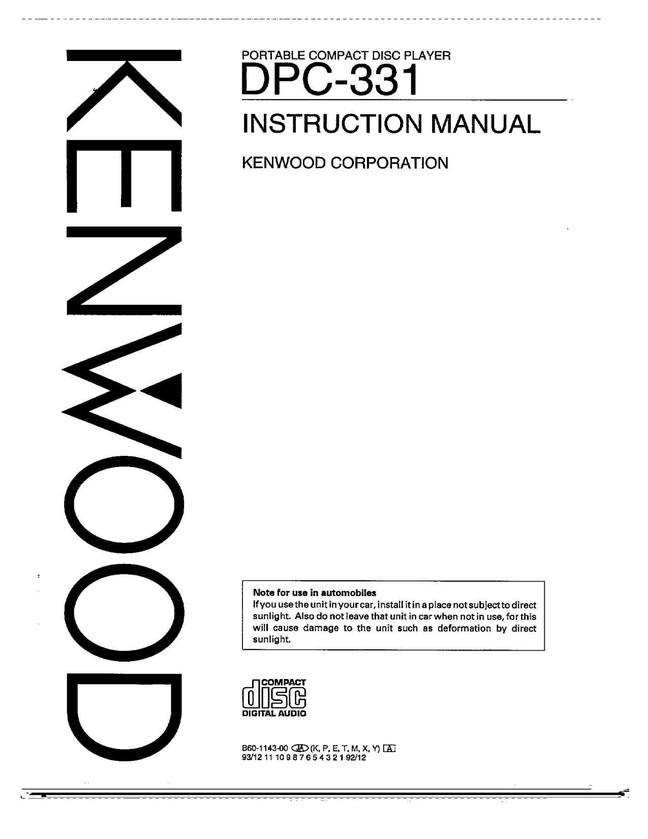 Kenwood DPC 331 Owners Manual