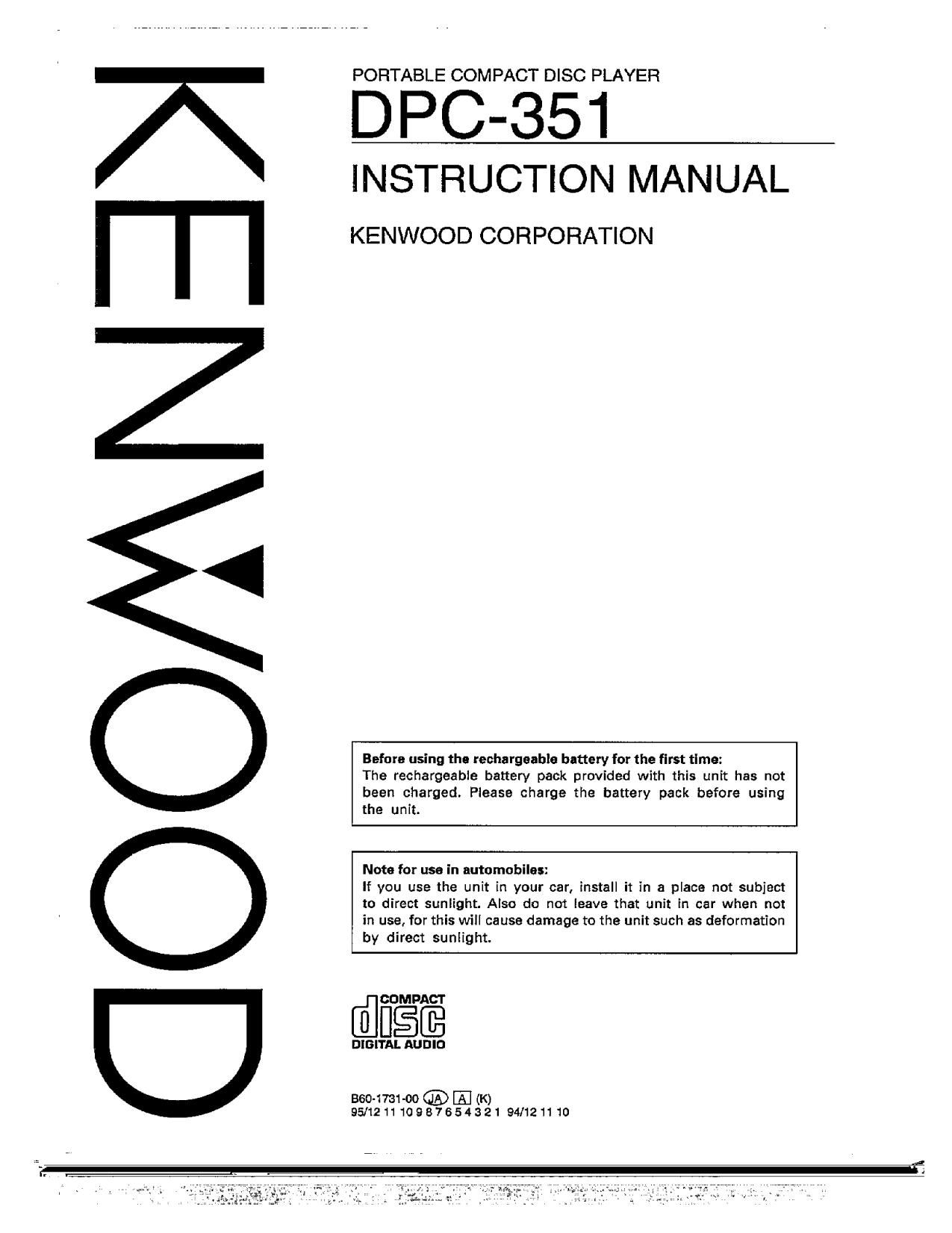 Kenwood DPC 351 Owners Manual