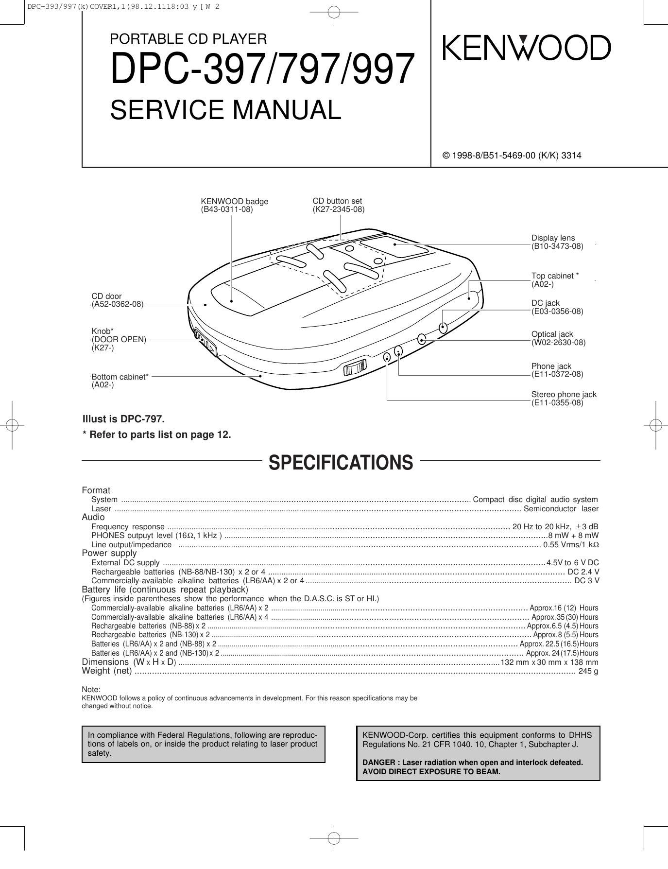 Kenwood DPC 397 Service Manual