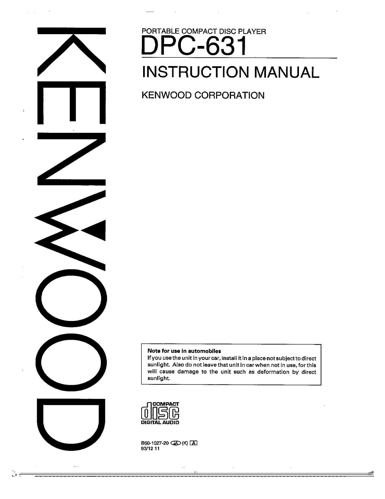 Kenwood DPC 631 Owners Manual