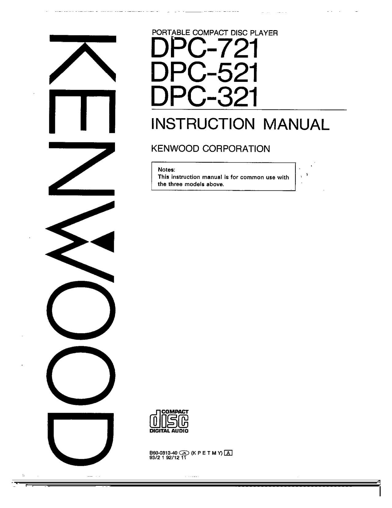 Kenwood DPC 721 Owners Manual