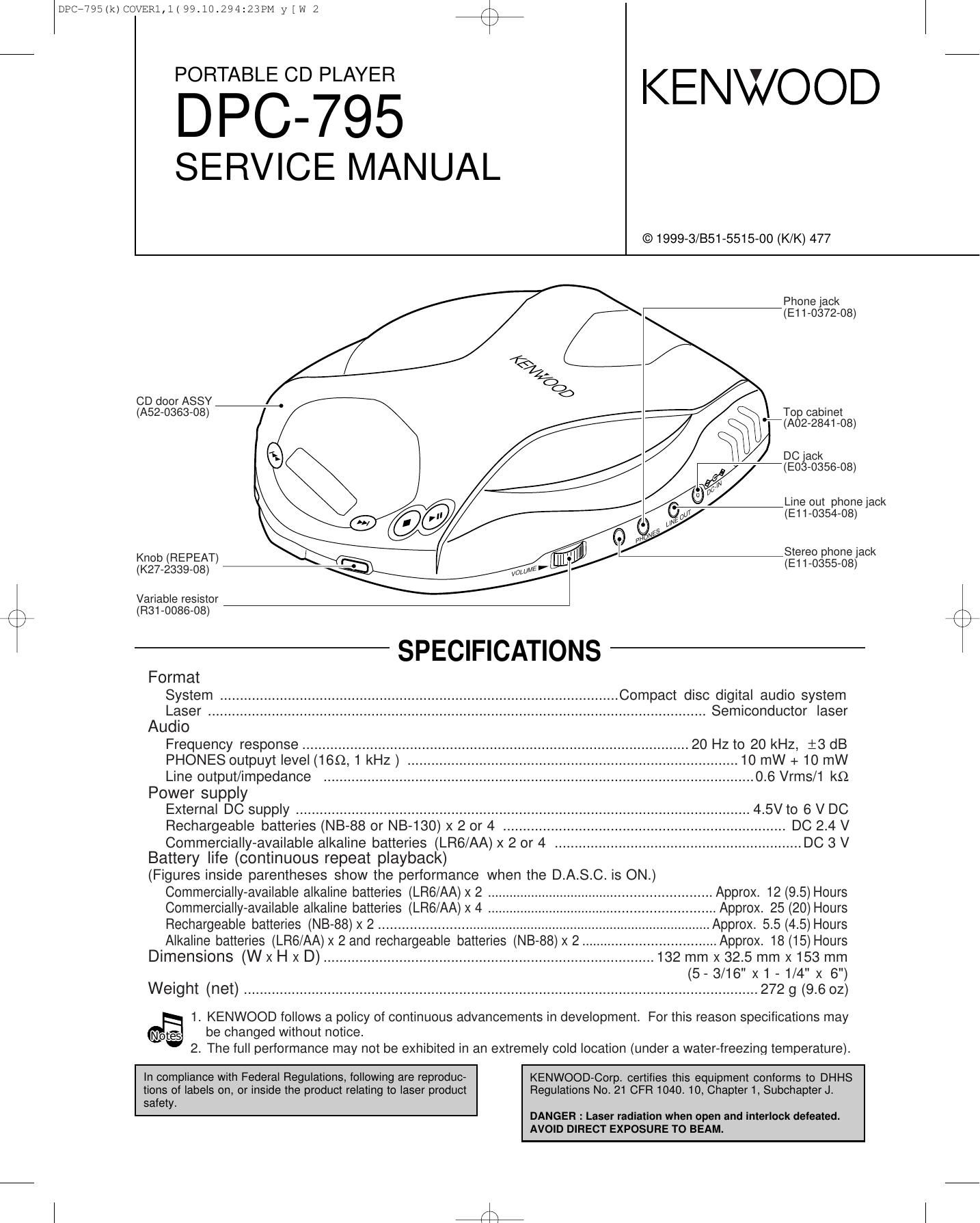 Kenwood DPC 795 Service Manual