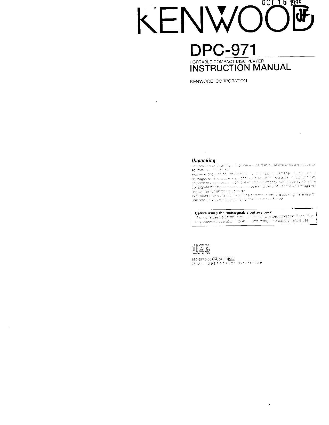 Kenwood DPC 971 Owners Manual