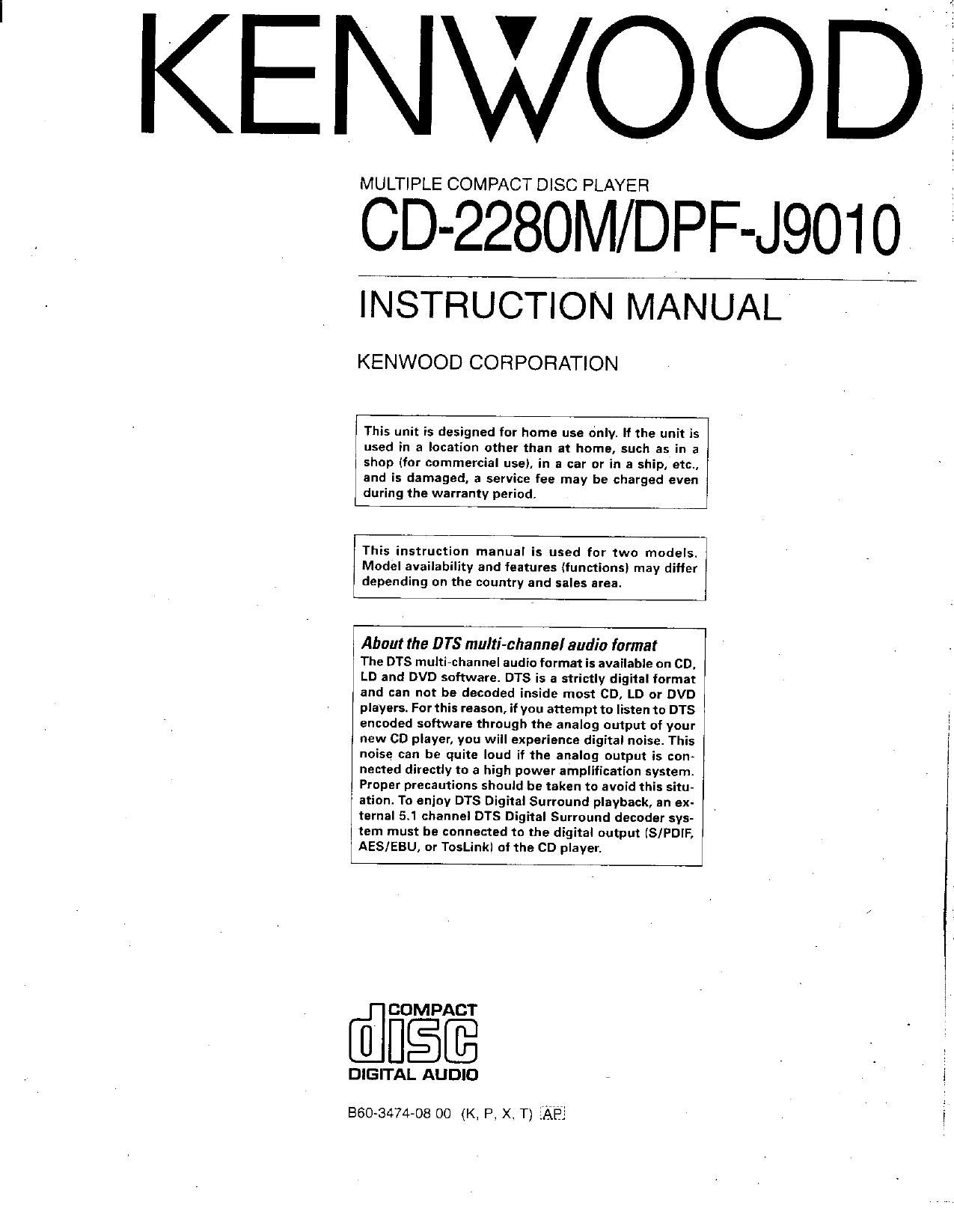 Kenwood DPFJ 9010 Owners Manual
