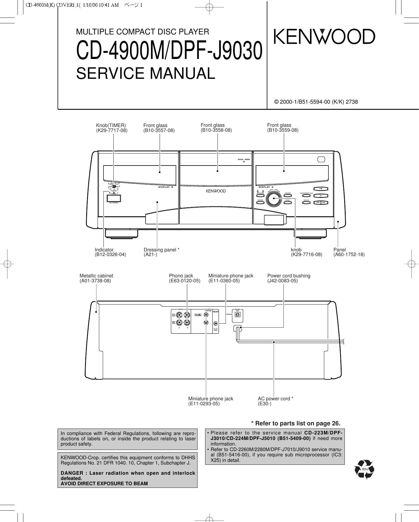 Kenwood DPFJ 9030 Service Manual