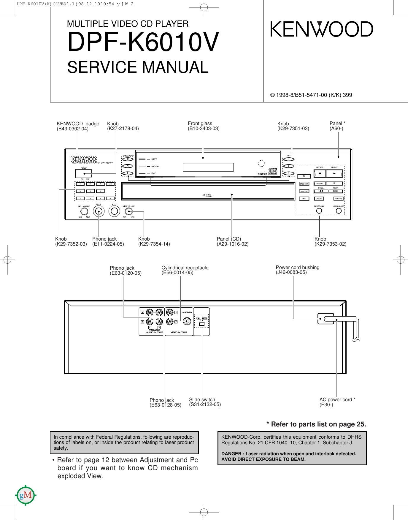Kenwood DPFK 6010 V Service Manual