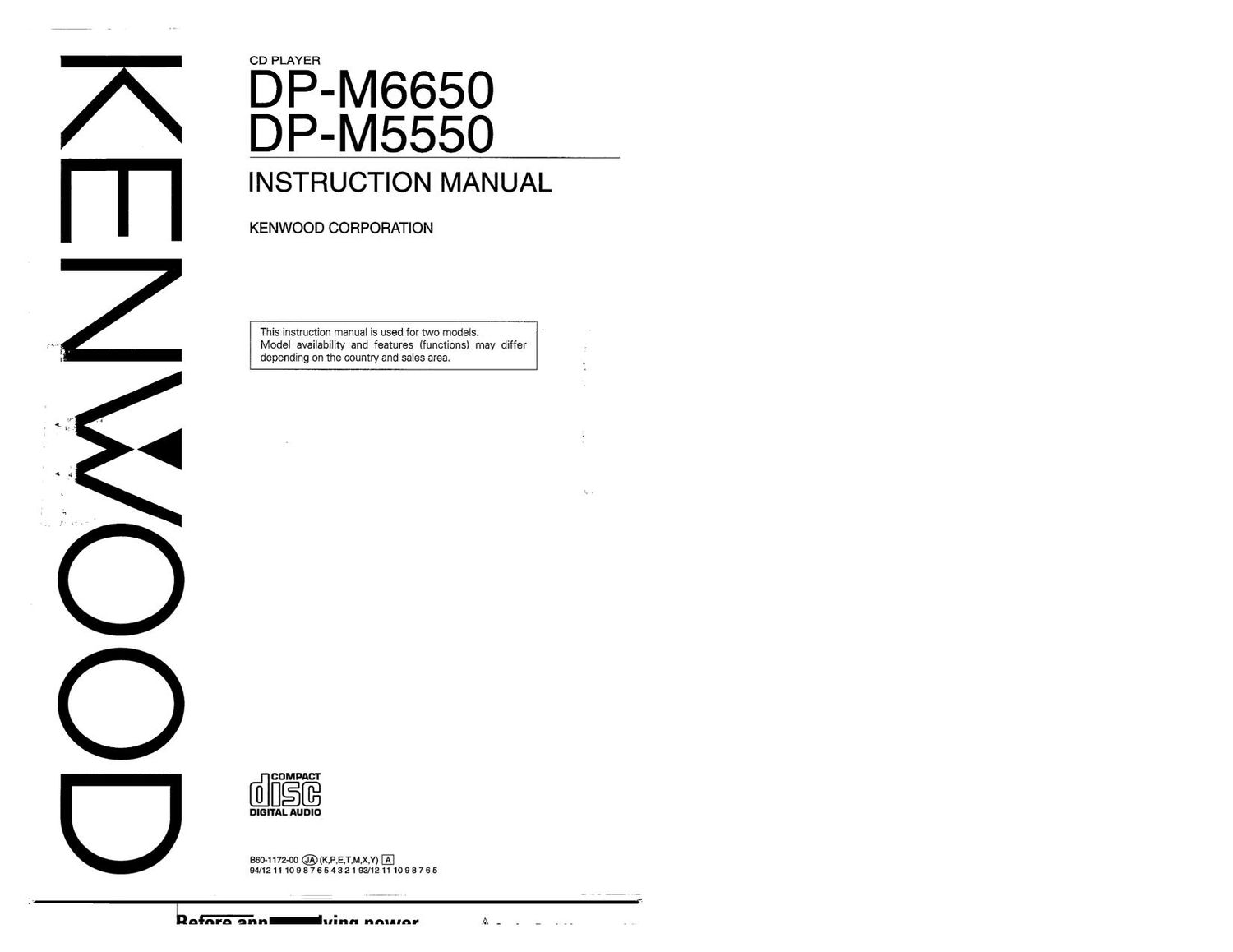 Kenwood DPM 5550 Owners Manual