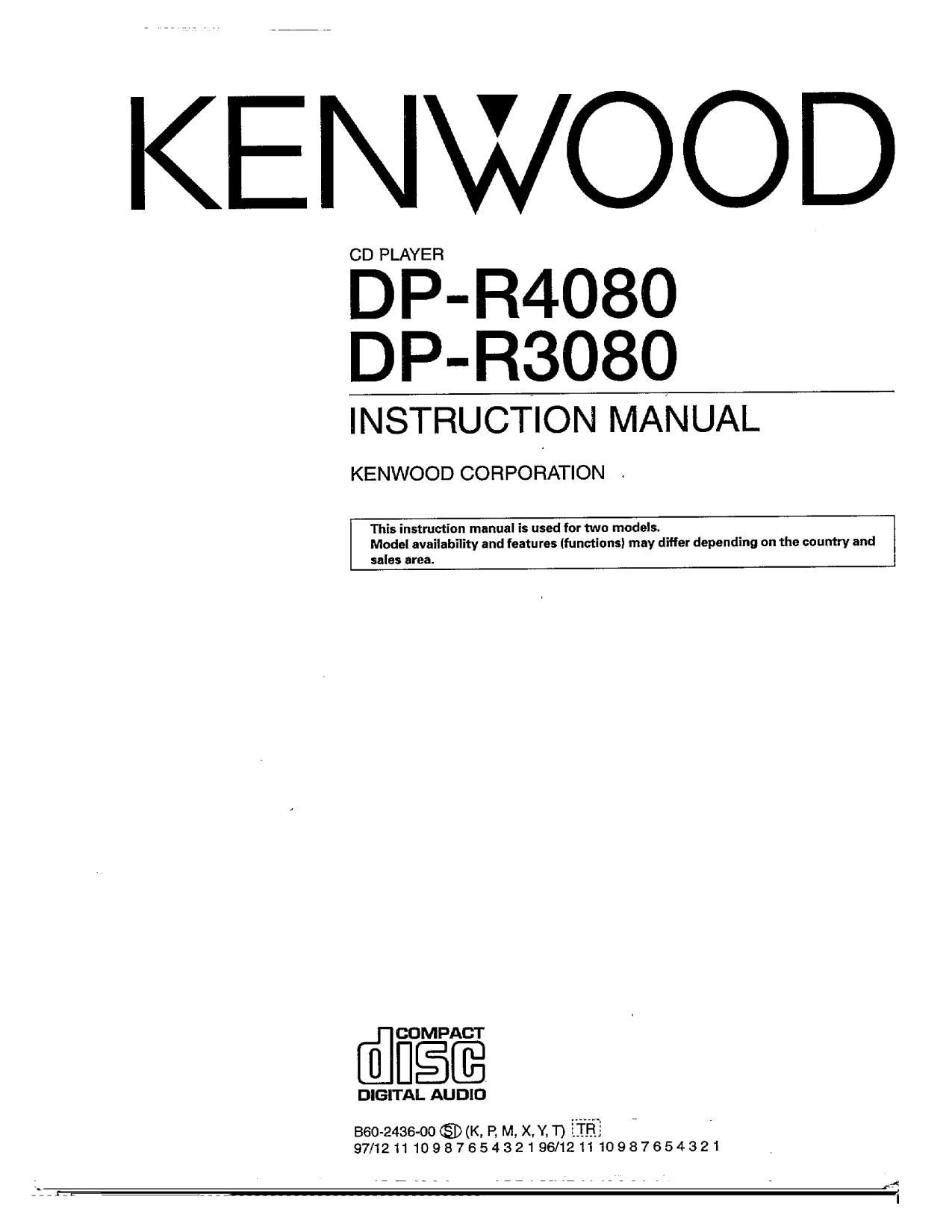 Kenwood DPR 3080 Owners Manual