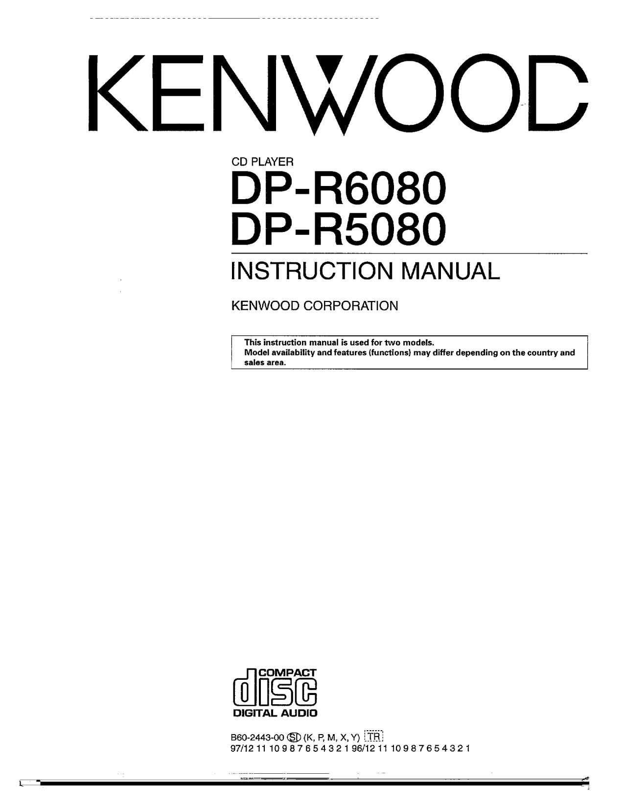 Kenwood DPR 6080 Owners Manual