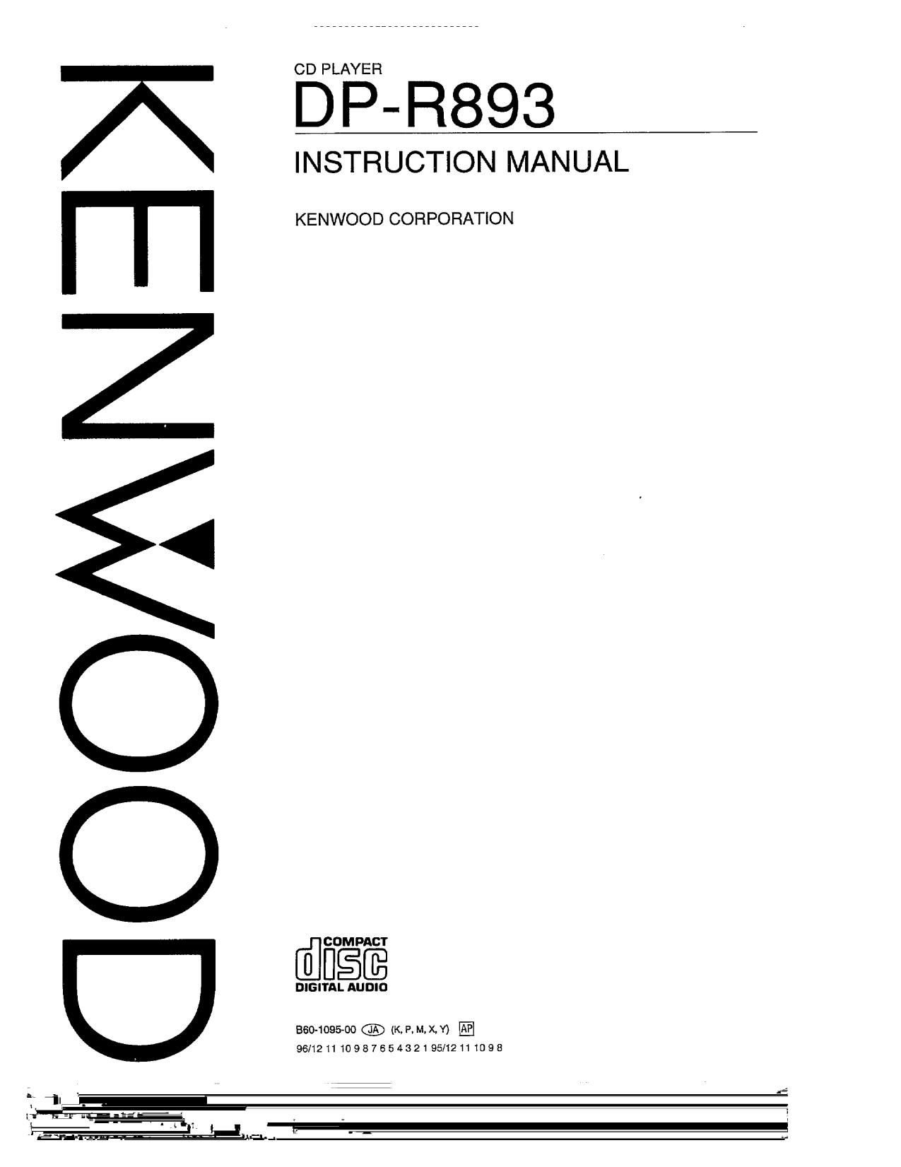 Kenwood DPR 893 Owners Manual