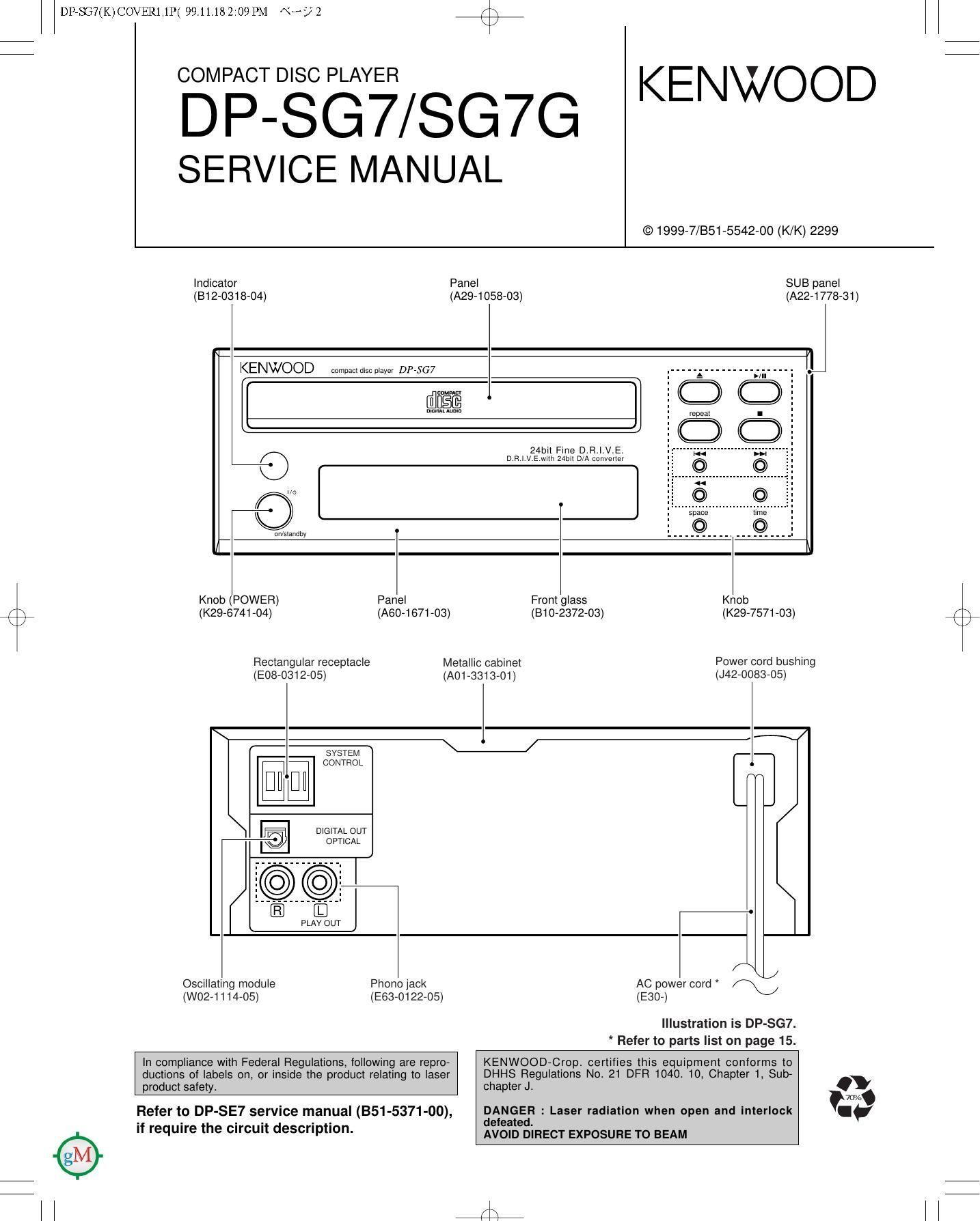 Kenwood DPSG 7 Service Manual