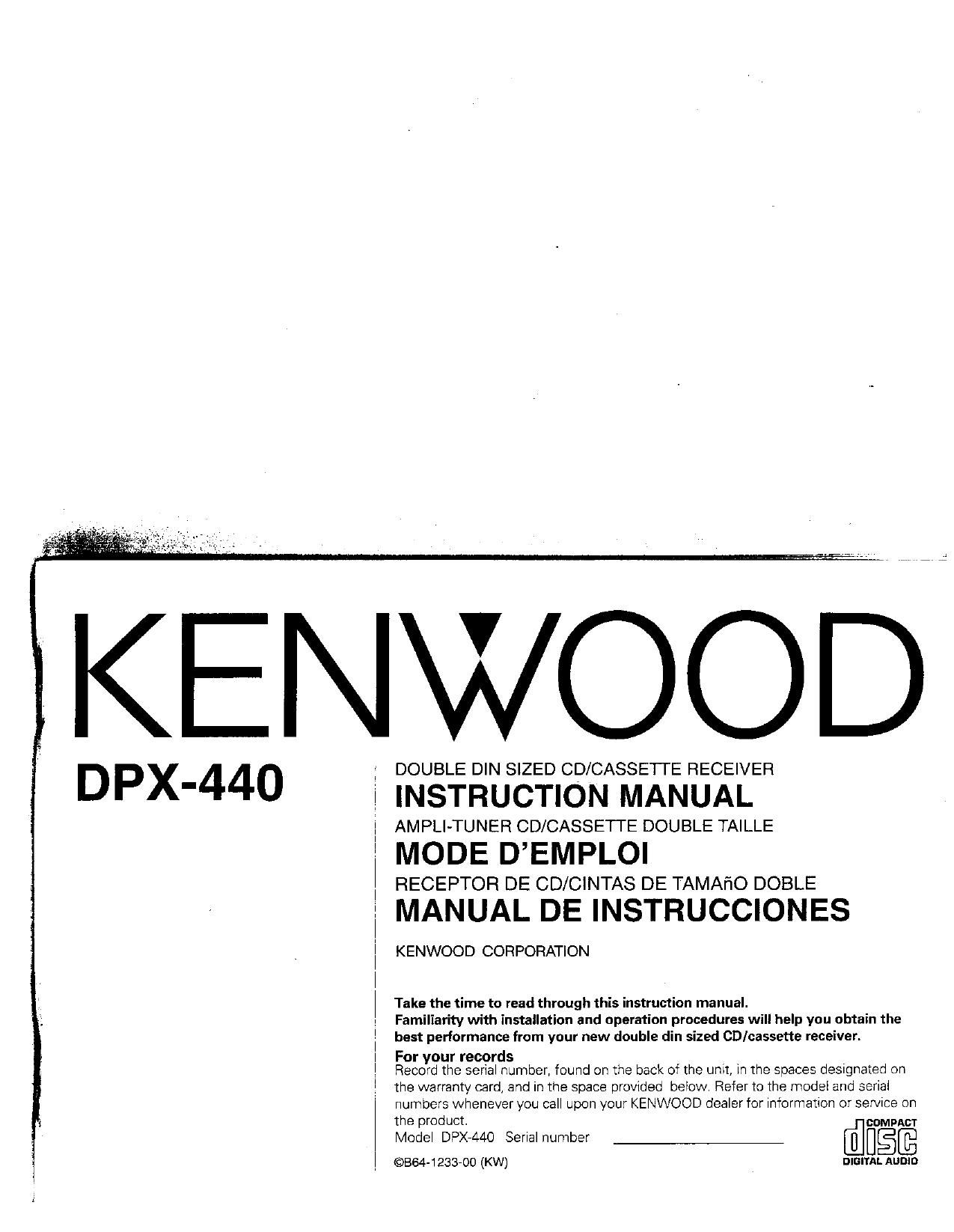 Kenwood DPX 440 Owners Manual