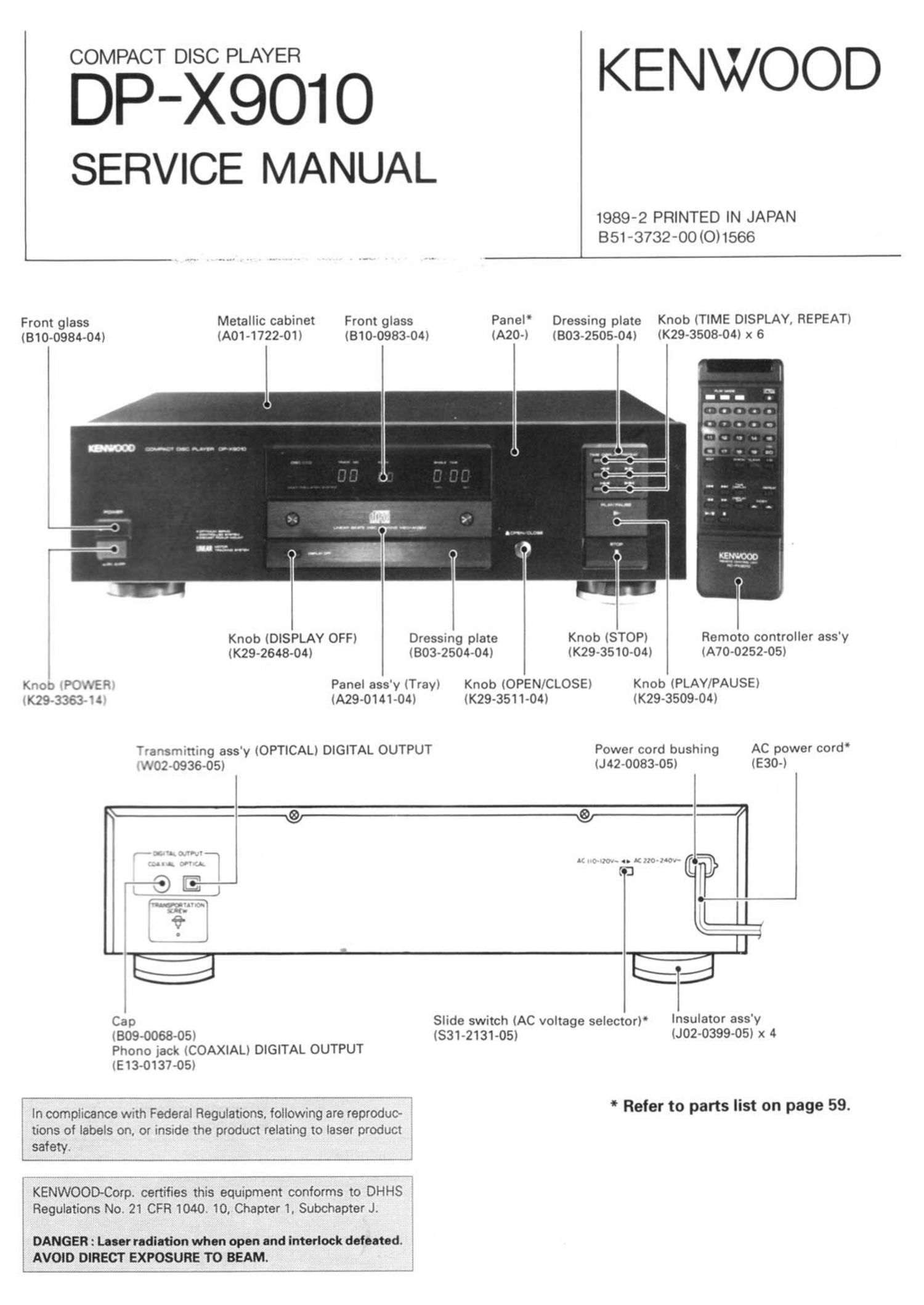 Kenwood DPX 9010 Service Manual