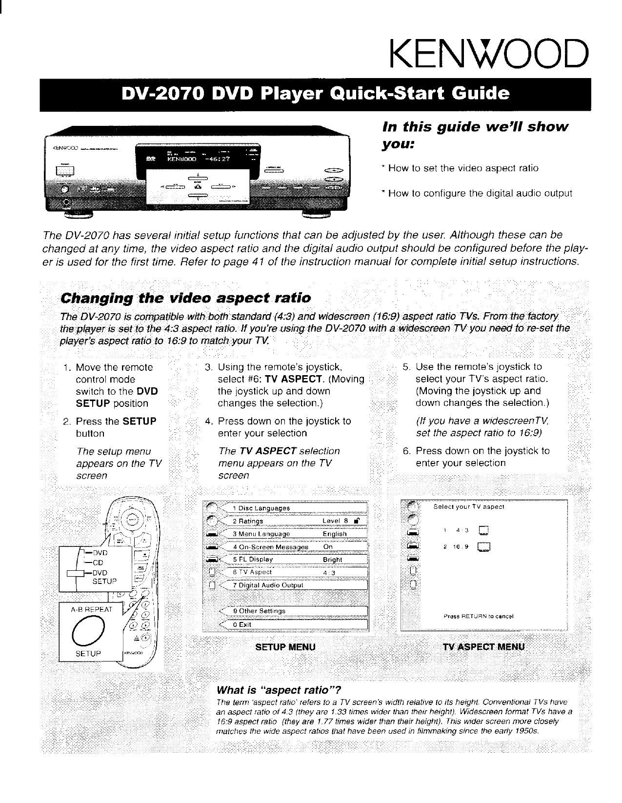 Kenwood DV 2070 Guide