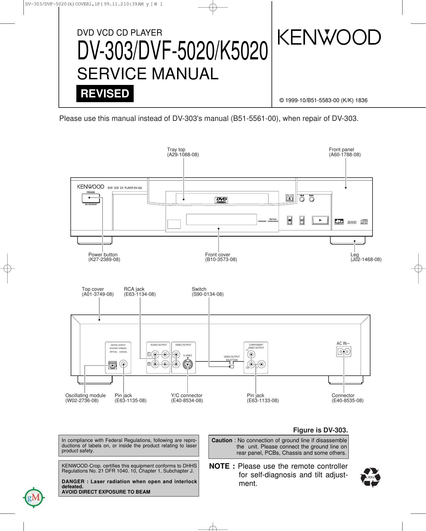 Kenwood DV 303 Service Manual
