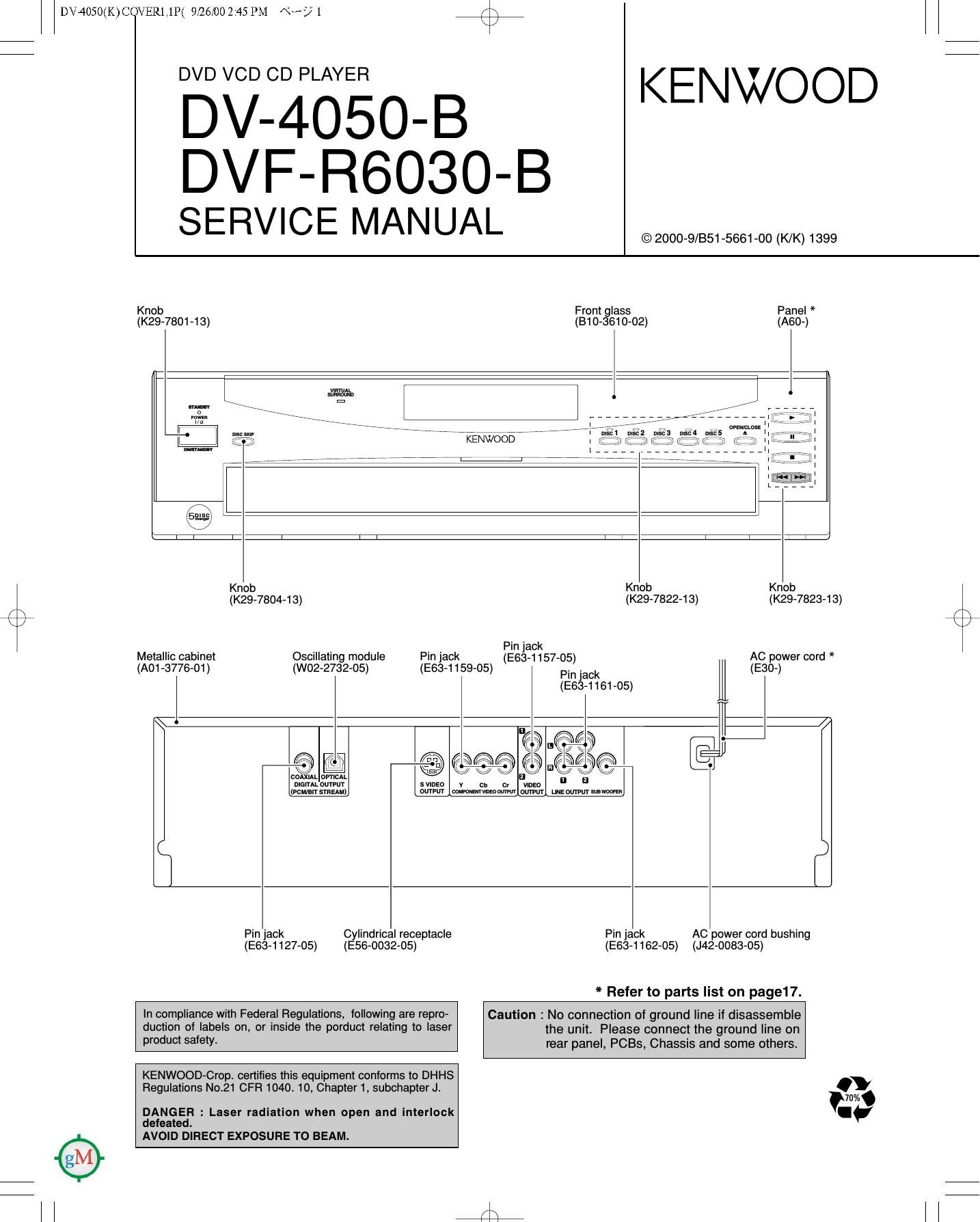 Kenwood DV 4050 B Service Manual