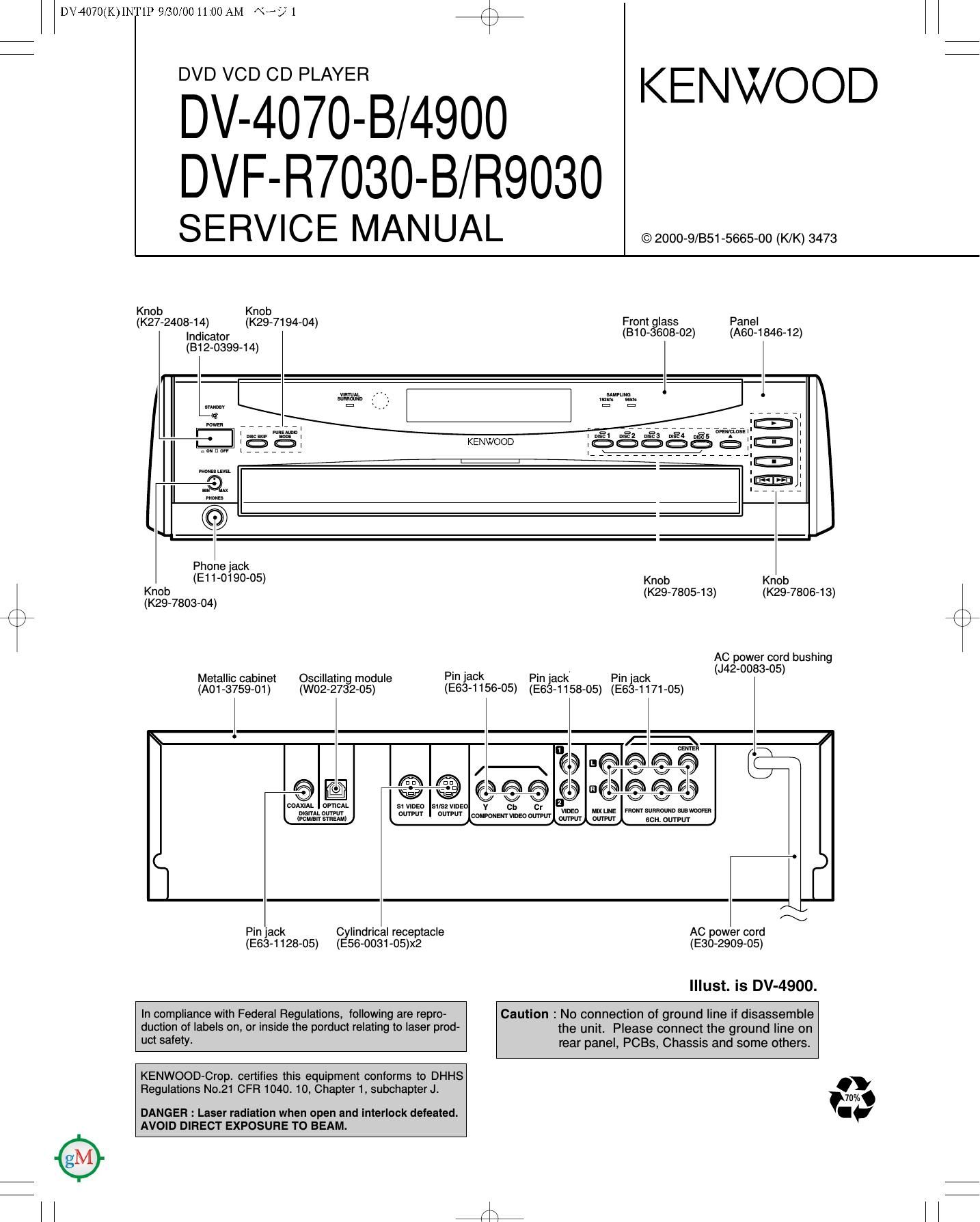 Kenwood DV 4070 B Service Manual