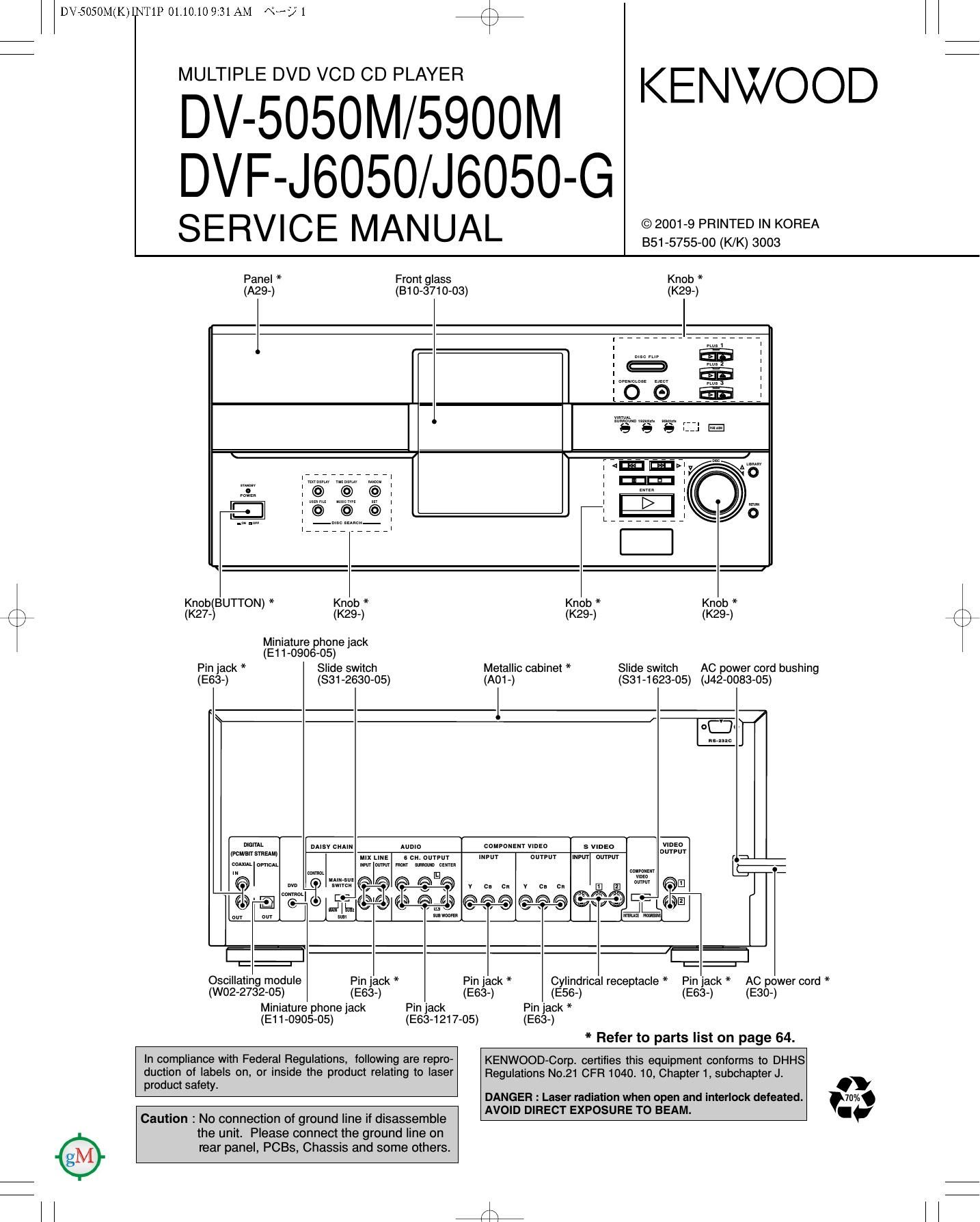 Kenwood DV 5050 M Service Manual