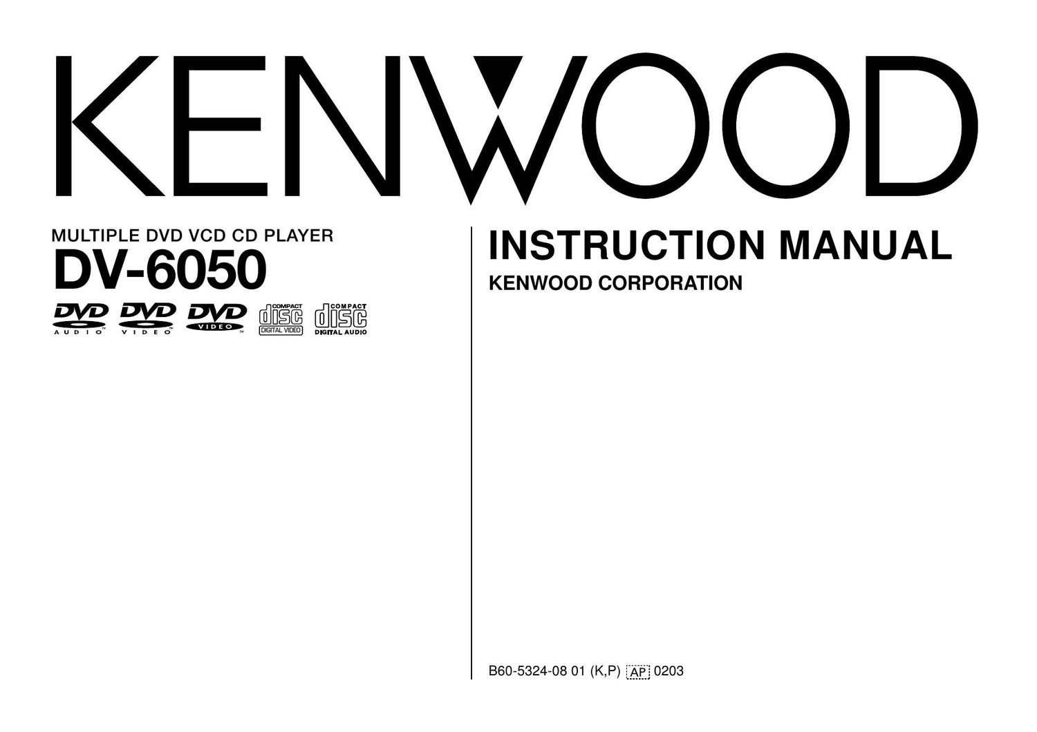 Kenwood DV 6050 Owners Manual
