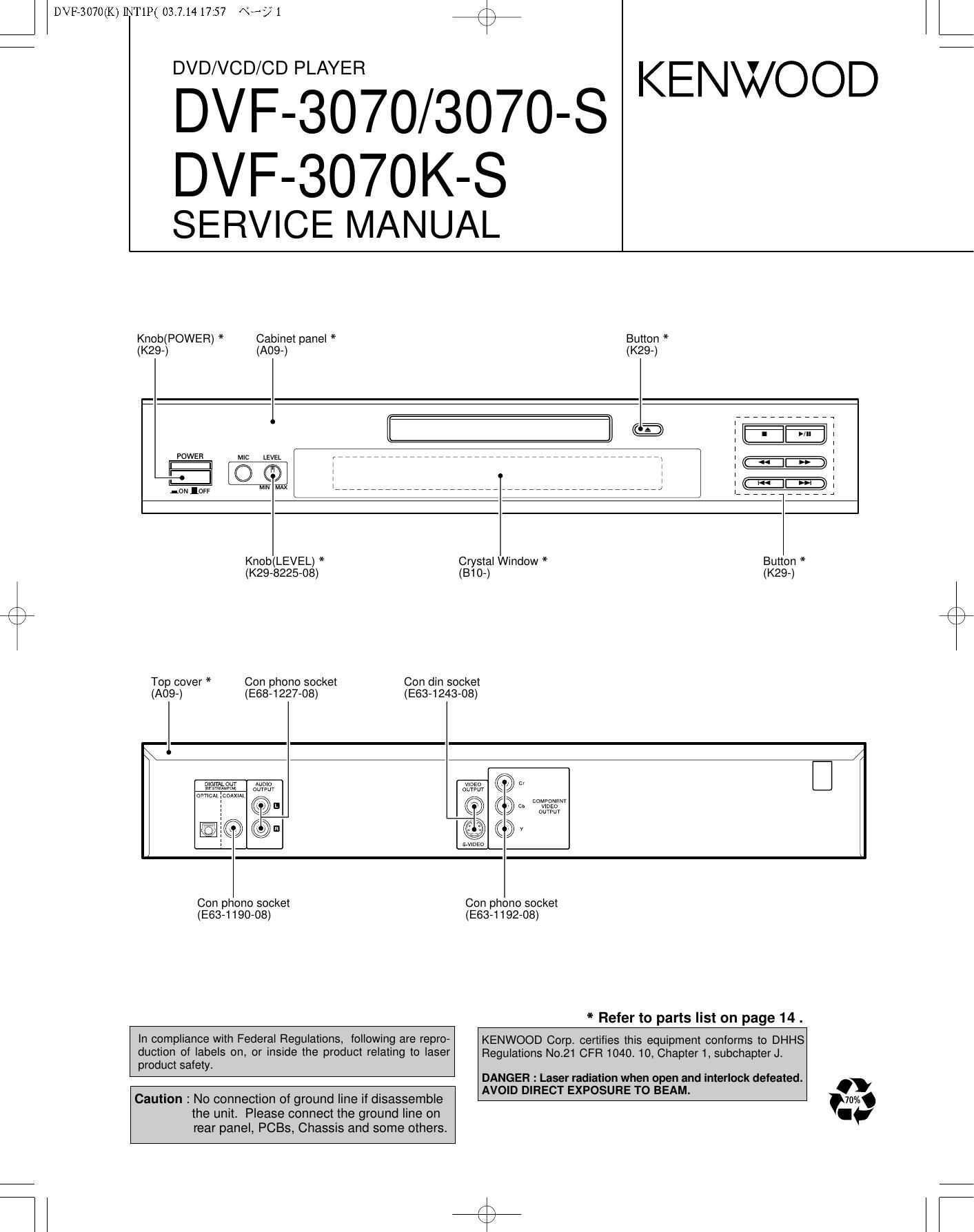 Kenwood DVF 3070 KS Service Manual