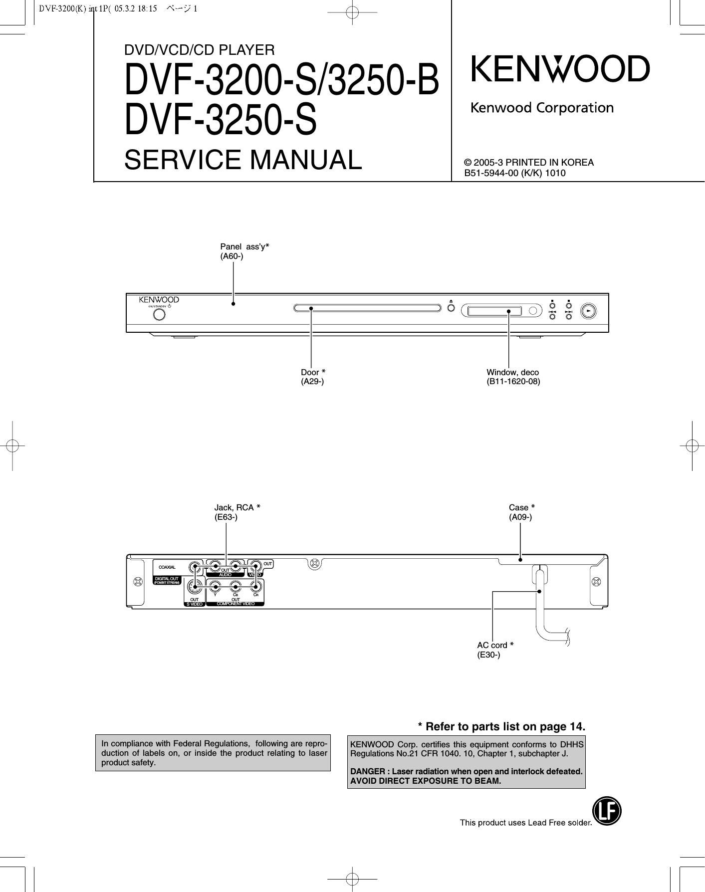 Kenwood DVF 3250 B Service Manual