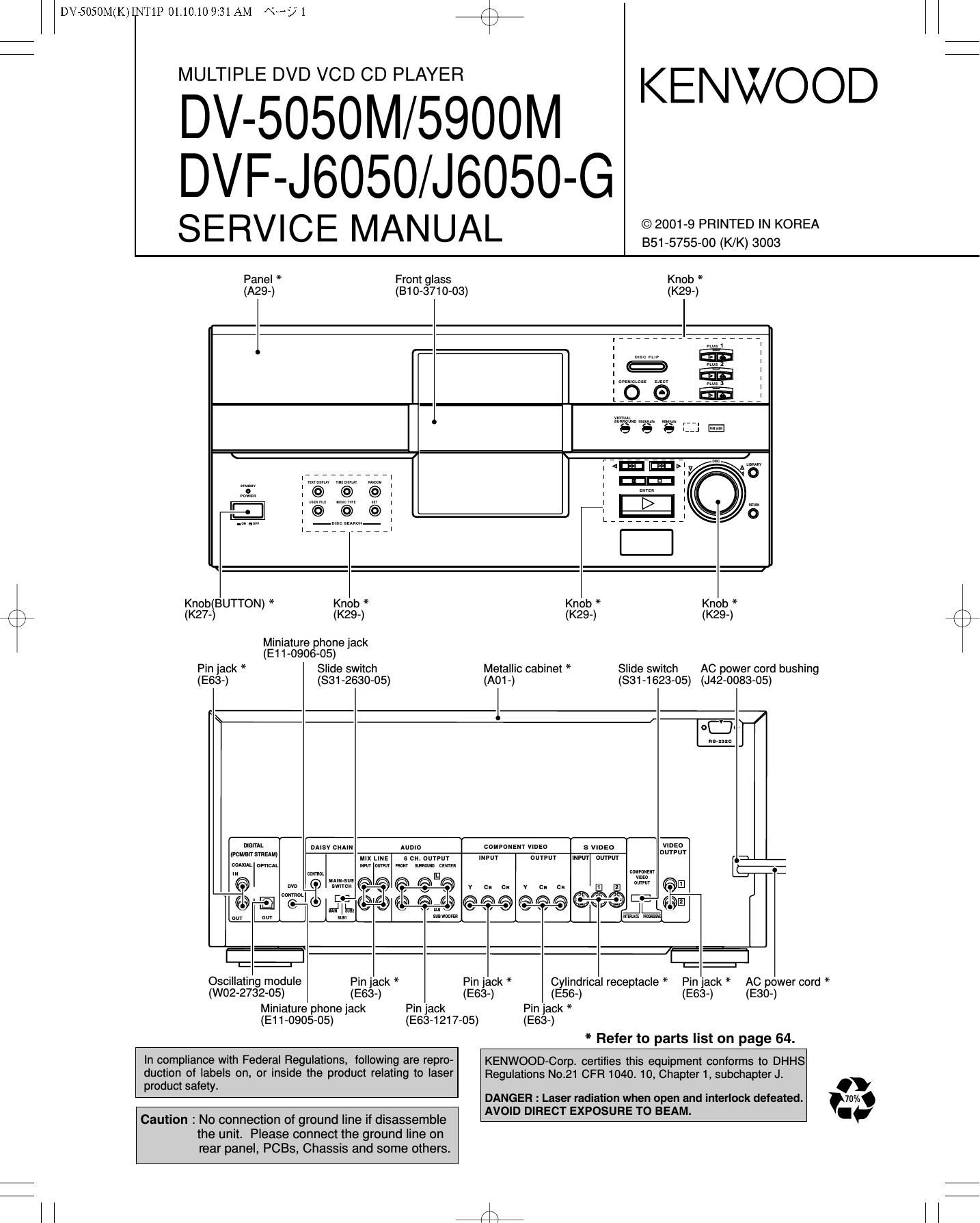 Kenwood DVFJ 6050 G Service Manual