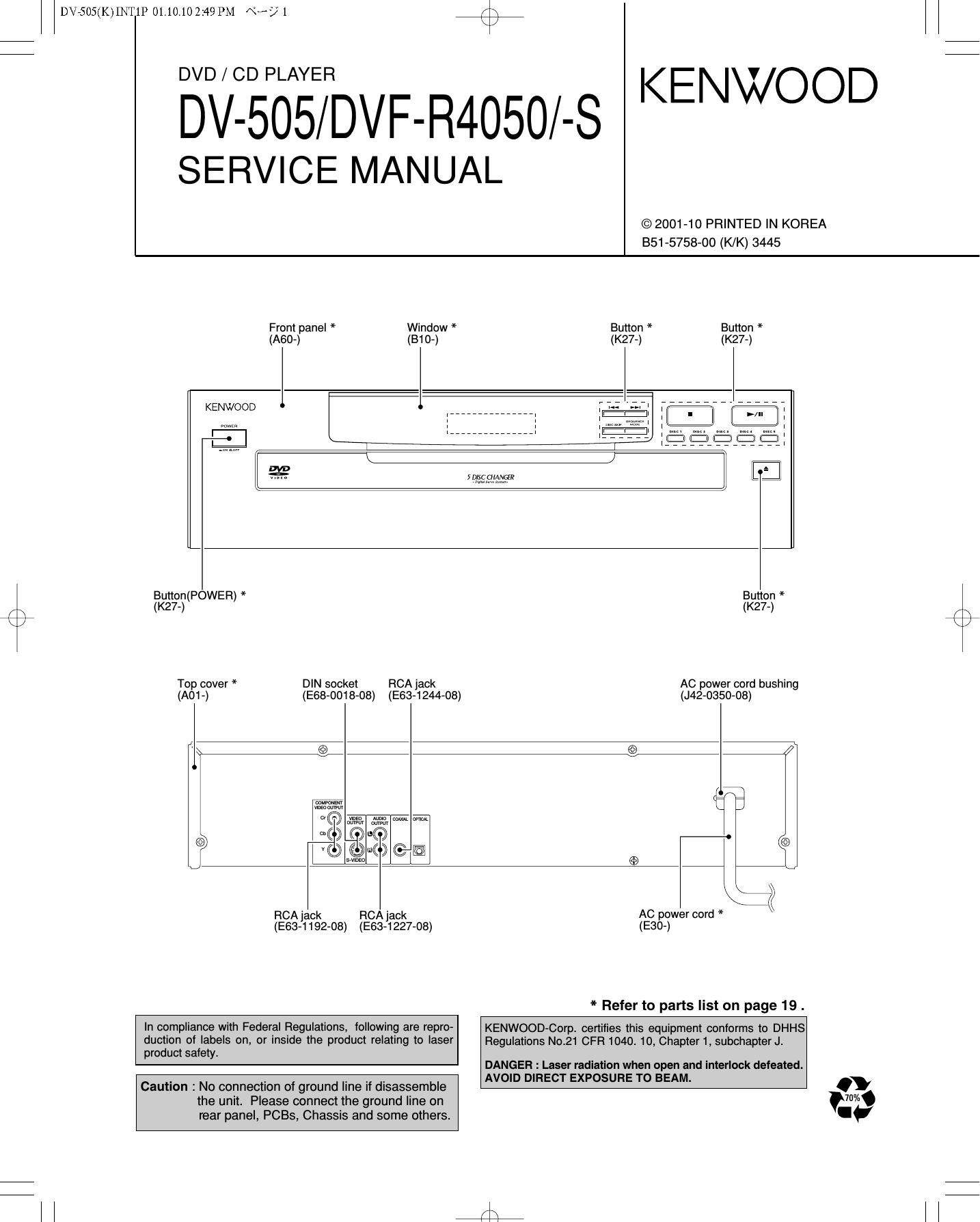 Kenwood DVFR 4050 S Service Manual
