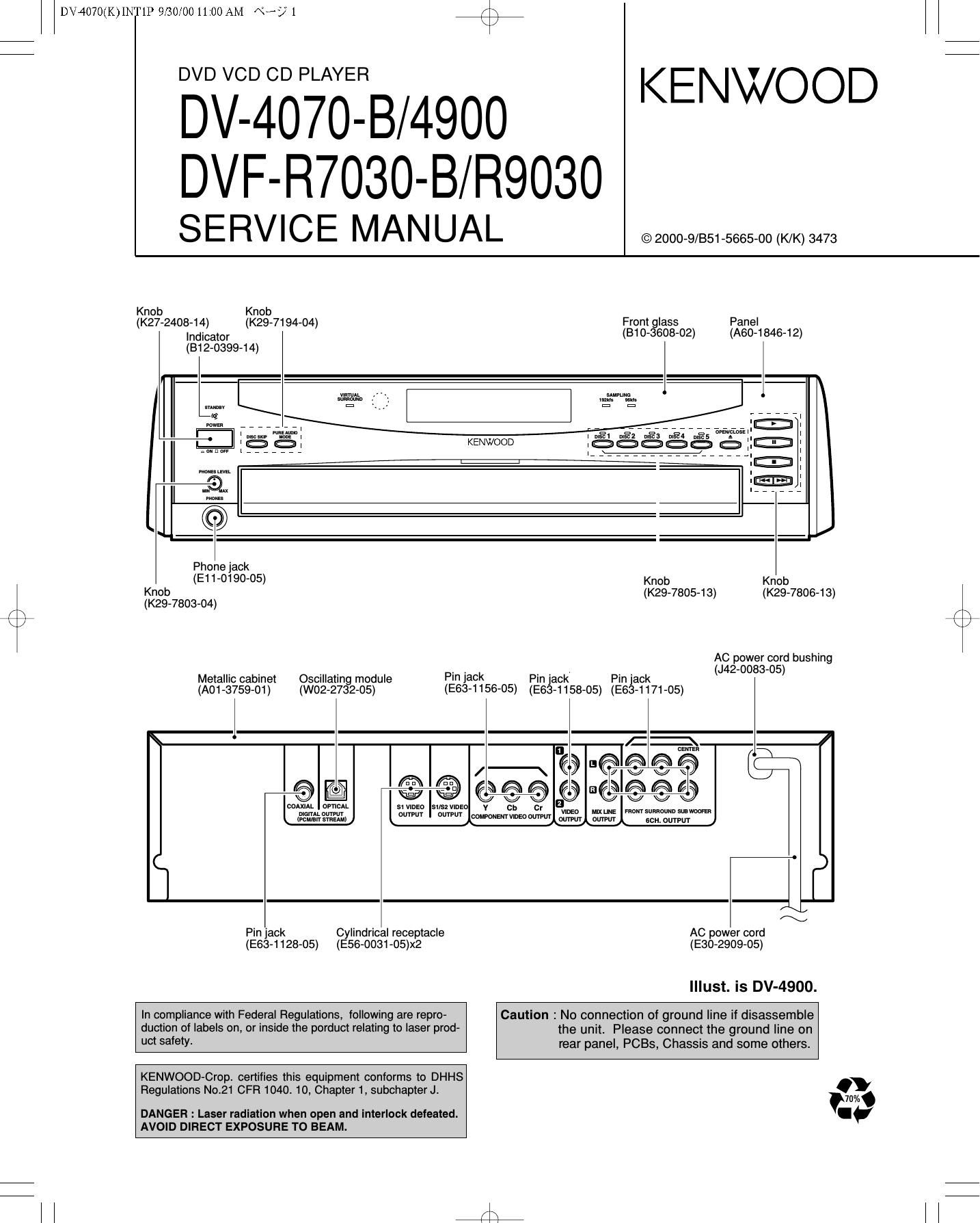 Kenwood DVFR 7030 B Service Manual