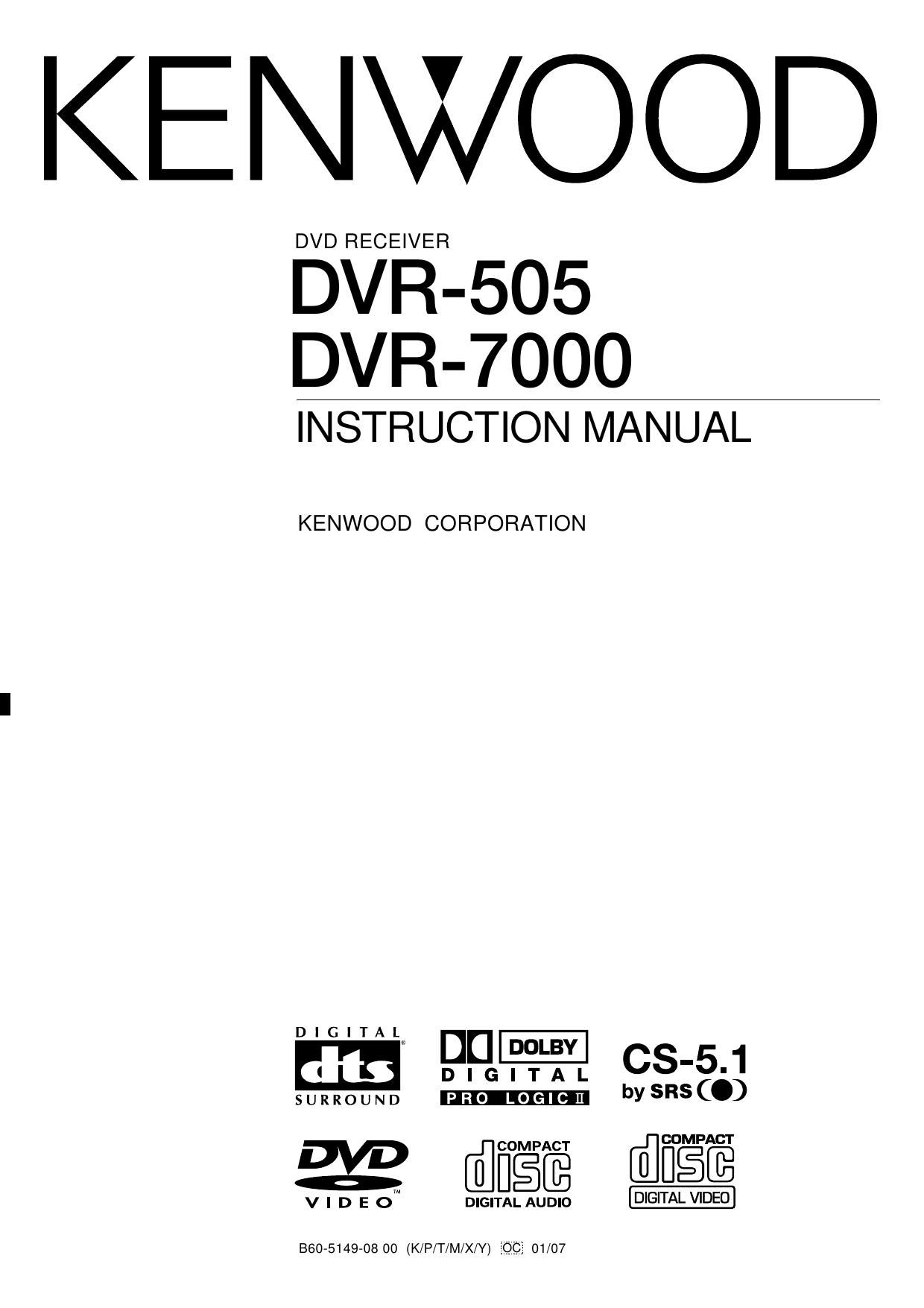 Kenwood DVR 505 Owners Manual
